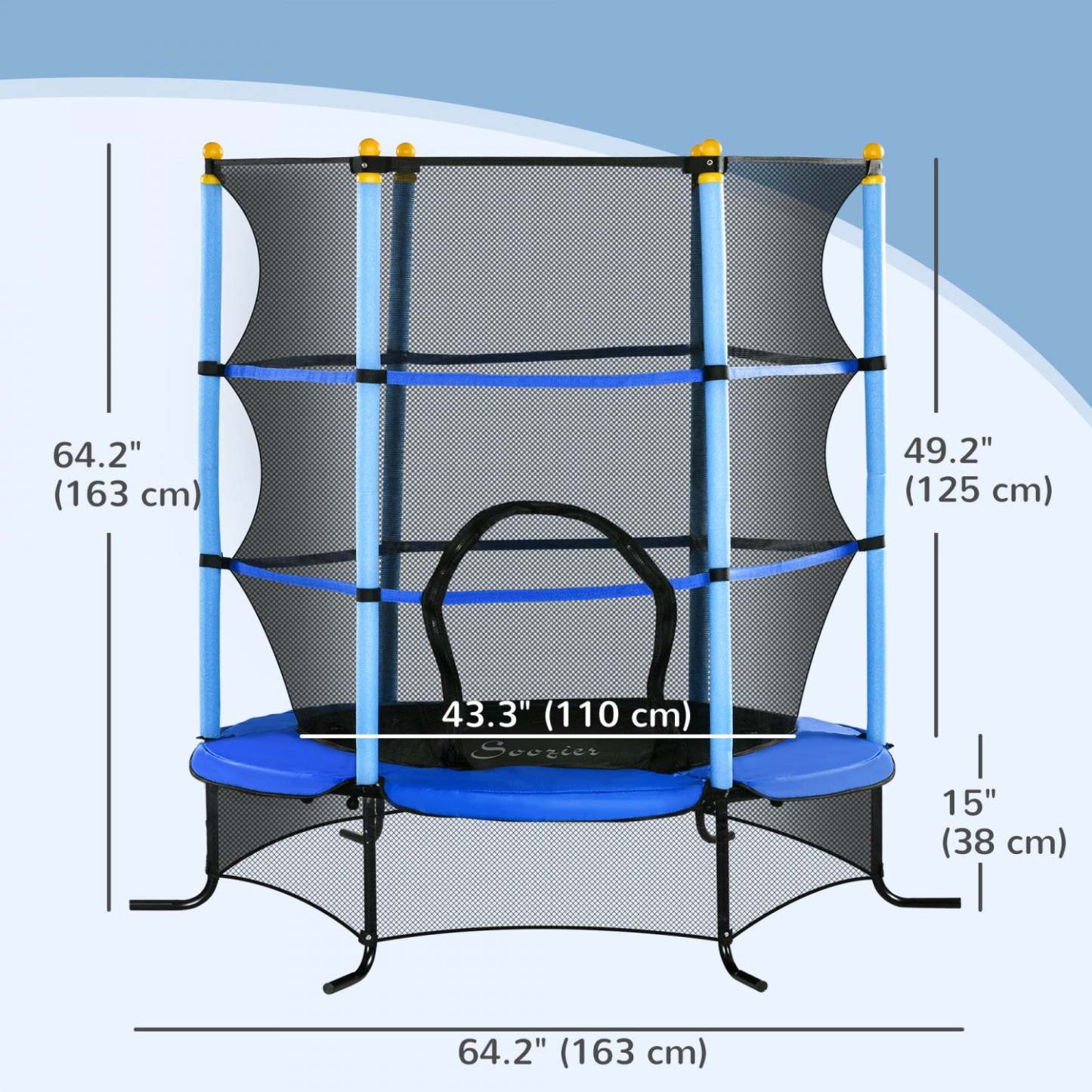 Soozier Trampoline Pour Enfants, Trampoline Pour Enfants De 5pi Avec Filet De Sécurité, Cadre En Acier