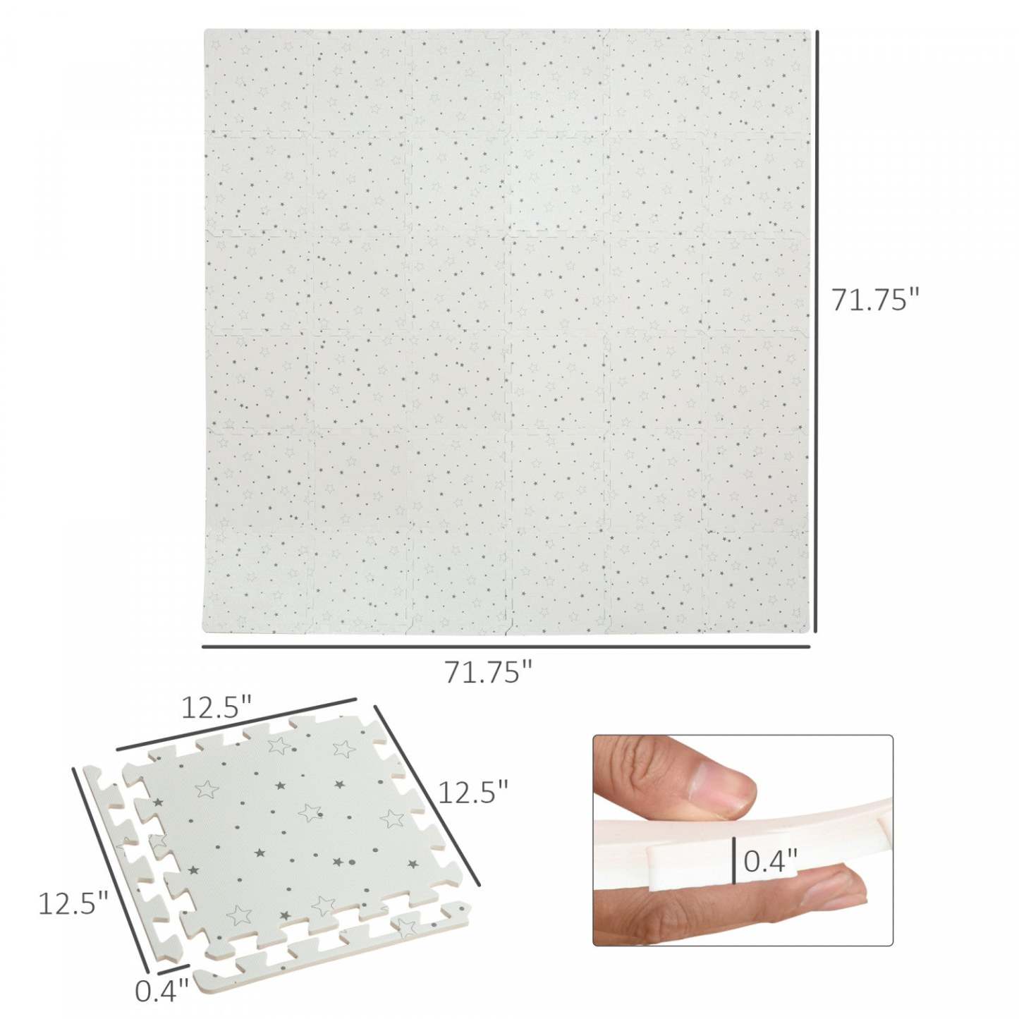 Qaba Enfants Mousse Puzzle Carrelage Bébé Tapis De Jeu Pour Tout-petit 36 pcs Anti-dérapant Ramper