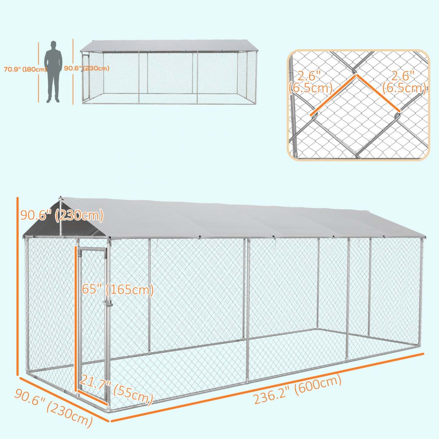 Pawhut Niche D'extérieur Pour Chien Avec Housse Impermeable Et Résistante Aux Uv Pour Chiens De Toute Taille, 19.7' X 7.