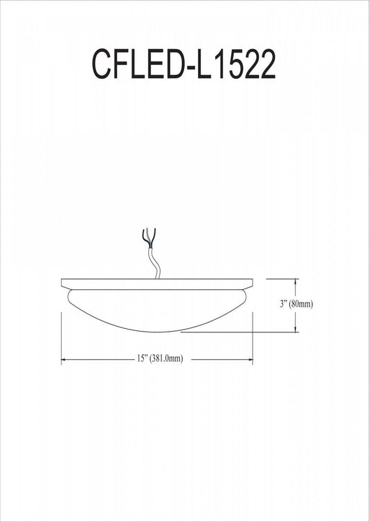 Dainolite Cfled Ceiling Flush Mount 15 Dia Polished Chrome Trim White Shade Lamp|Plafonnier affleuré Cfled de Dainolite de 15 po de diamètre, avec abat-jour blanc et bordure chromée polie