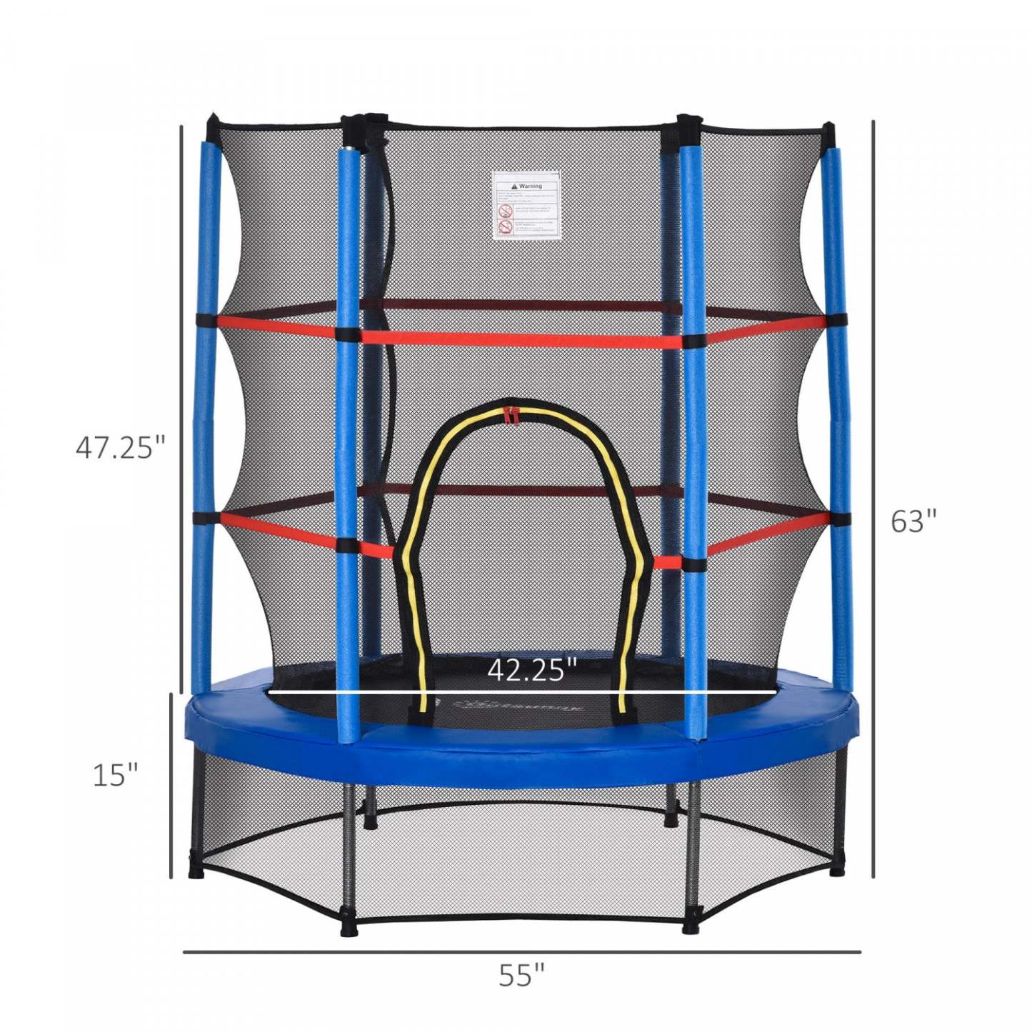 Outsunny Trampoline Φ55 Pour Enfants Avec Filet De Protection, Cadre En Acier, Intérieur Rond, Rebondisseur Âge 3 À