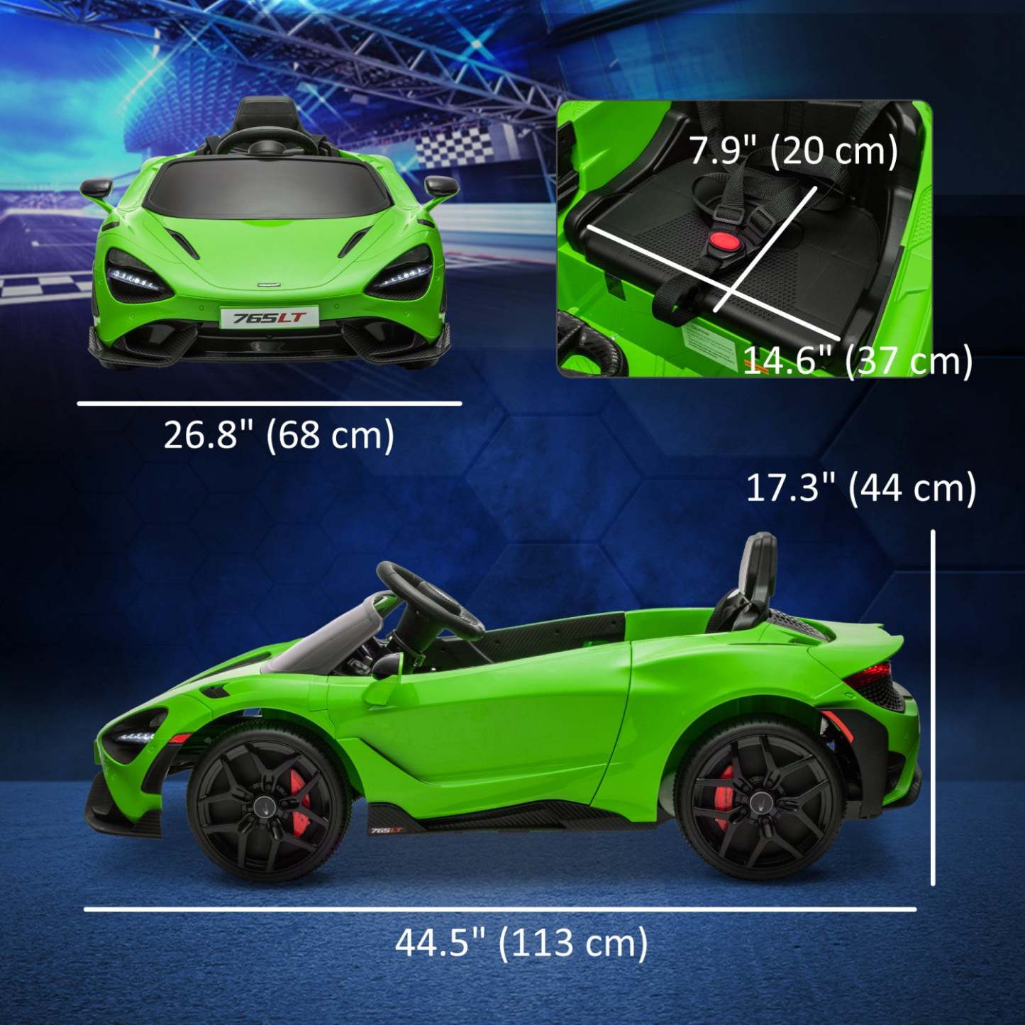 Qaba Mclaren 765lt Voiture Electrique 12 V Sous Licence Pour Enfants, Alimentée Par Batterie, Avec P