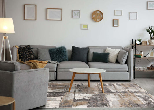 Carpette brune à motif abstrait lavable à la machine - 7 pi 10 po x 10 pi 6 po