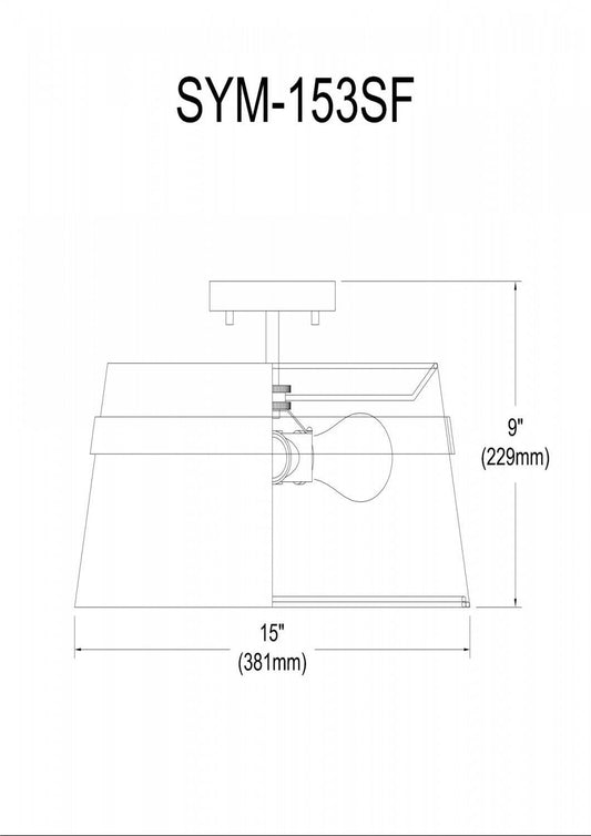 Dainolite Symphony 3 Light Semi-flush Mount Matte Black White Shade Lamp|Plafonnier semi-affleuré Symphony de Dainolite avec abat-jour blanc, fini noir mat et 3 ampoules
