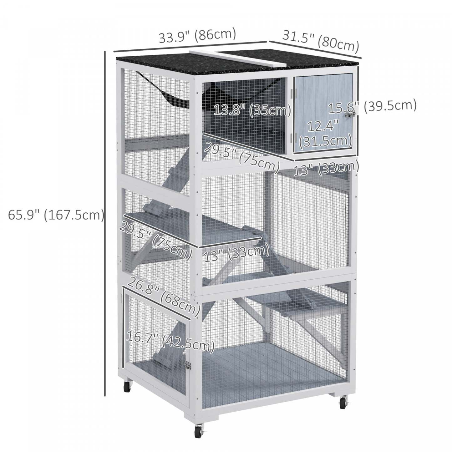 Pawhut Catio 34 L Maison De Chat Exterieure Sur Roues Avec Hamac De Toit Résistant Aux Intempéries