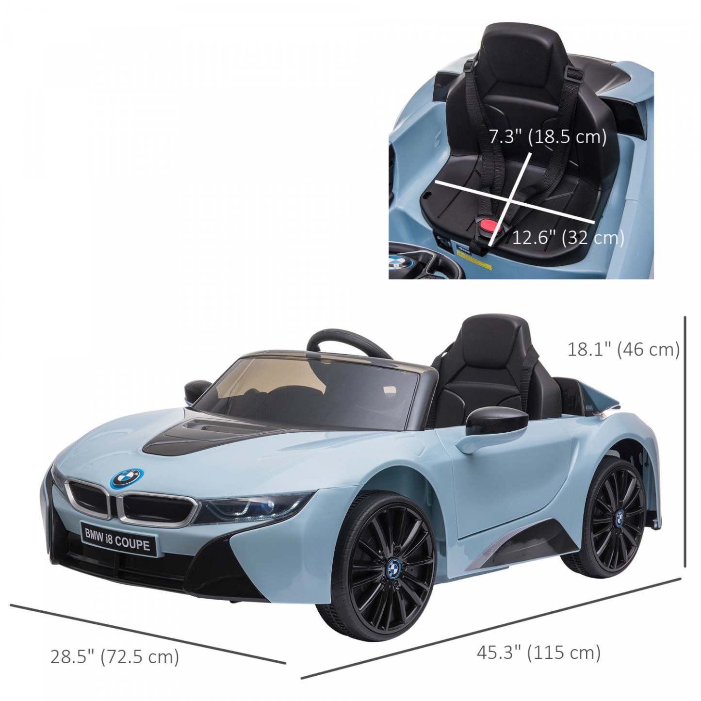 Aosom Voiture Électrique Pour Enfants BMW Coupe Jouet Camion Alimenté Par Batterie Avec Télécommande 2 Sp|Aosom Voiture À Chevaucher Électrique Enfants Compatible 6v BMW i8 Coupé Jouet Alimenté Par Batterie Avec