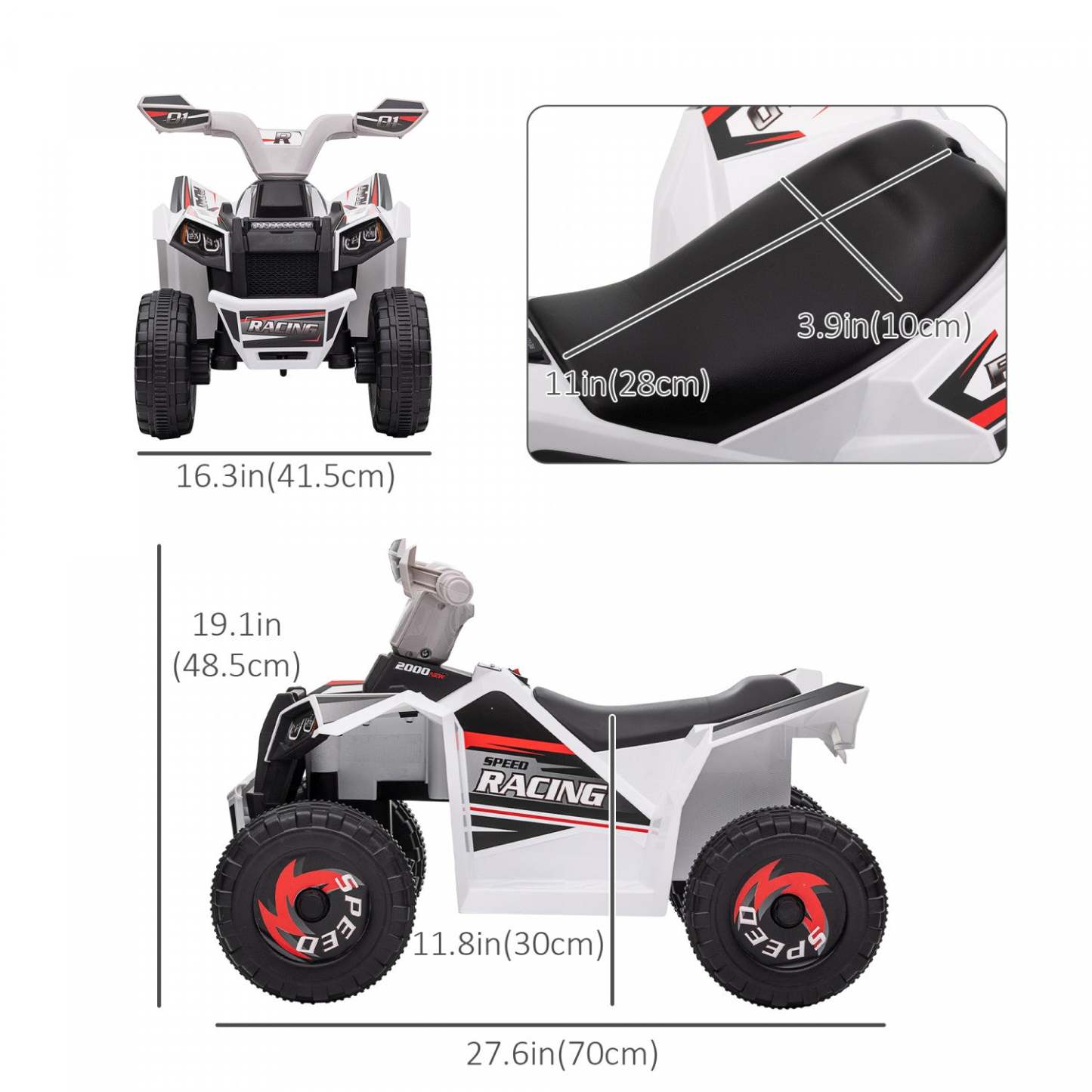 Aosom 6v Kids Atv Quad, Véhicule Électrique Alimenté Par Batterie Pour Enfants Avec Roues Résistantes