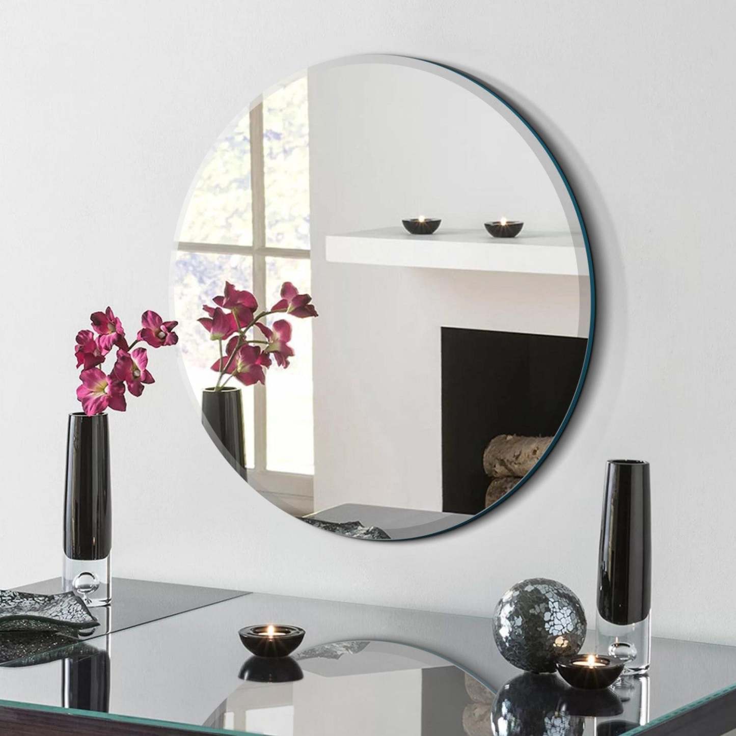 Arcus 36 X 36 Round Frameless Beveled Edge Mirror|Miroir rond Arcus 36 po x 36 po sans cadre avec bordure biseautée