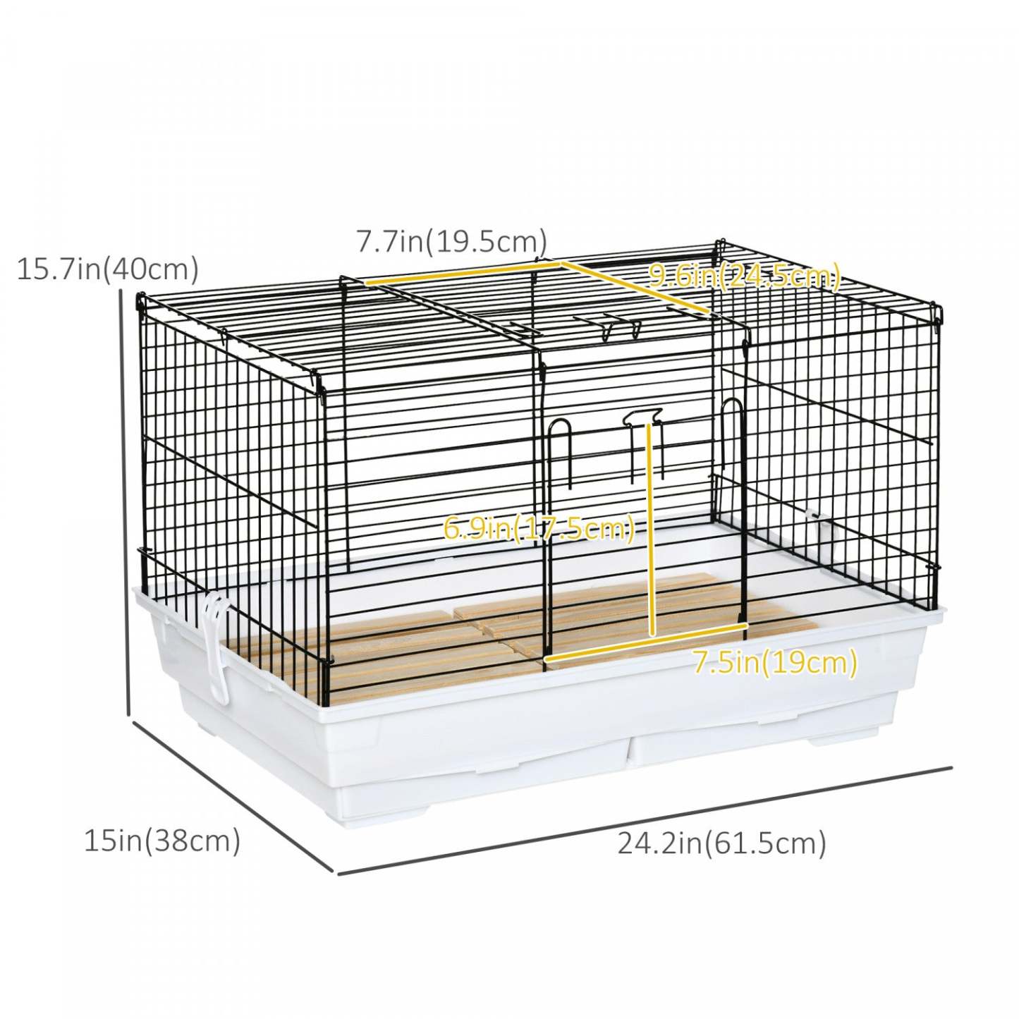 Pawhut Cage Pour Petits Animaux, Cage Pour Lapin, Enclos Pour Animaux Avec Plateaux Glissants, Planche En Bois Au Fond, Portes, Pour |Pawhut Cage Pour Petits Animaux Habitat Pet Play House Pour Petit Lapin Lapin Cochon D'inde Animal D