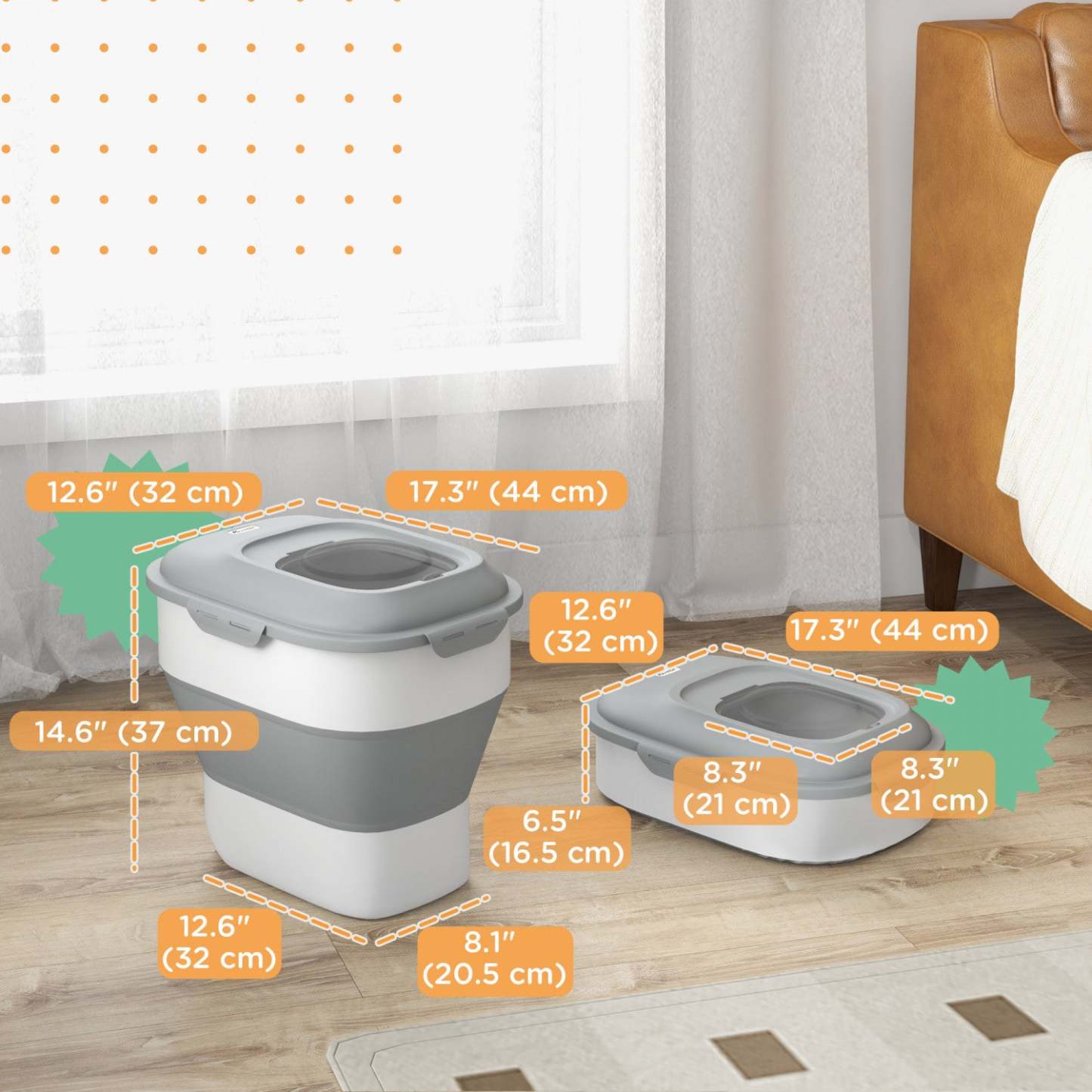 Pawhut Recipient De Stockage De Nourriture Pour Chien, Pliable De 11 À 55 Lb, Avec Couvercles Hermétiques