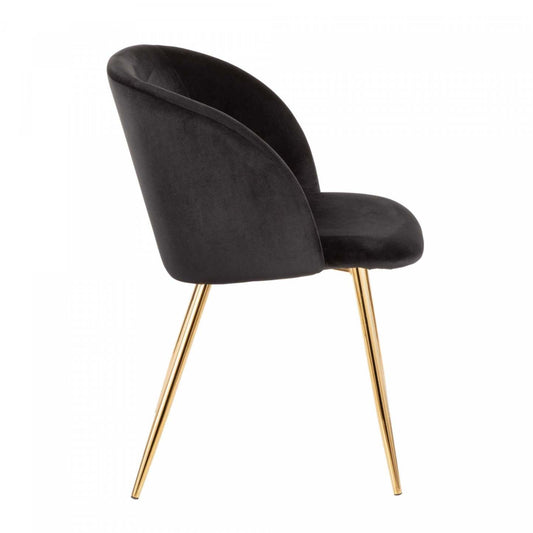 LumiSource Fran Black Velvet Contemporary Dining Chair - Set of 2|Chaise de salle à manger contemporaine Fran en velours noir - ensemble de 2