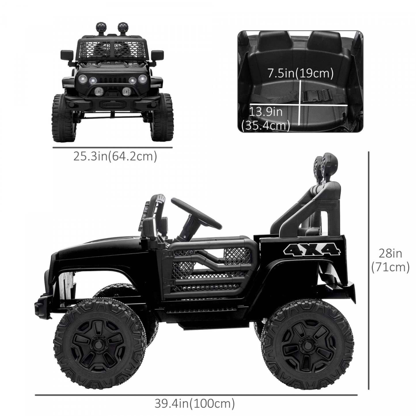 Aosom Camion Tout Terrain 12v Pour Enfants SUV Électrique Alimenté Par Batterie Avec Télécommande, Voiture Électrique À Piles Avec Suspension