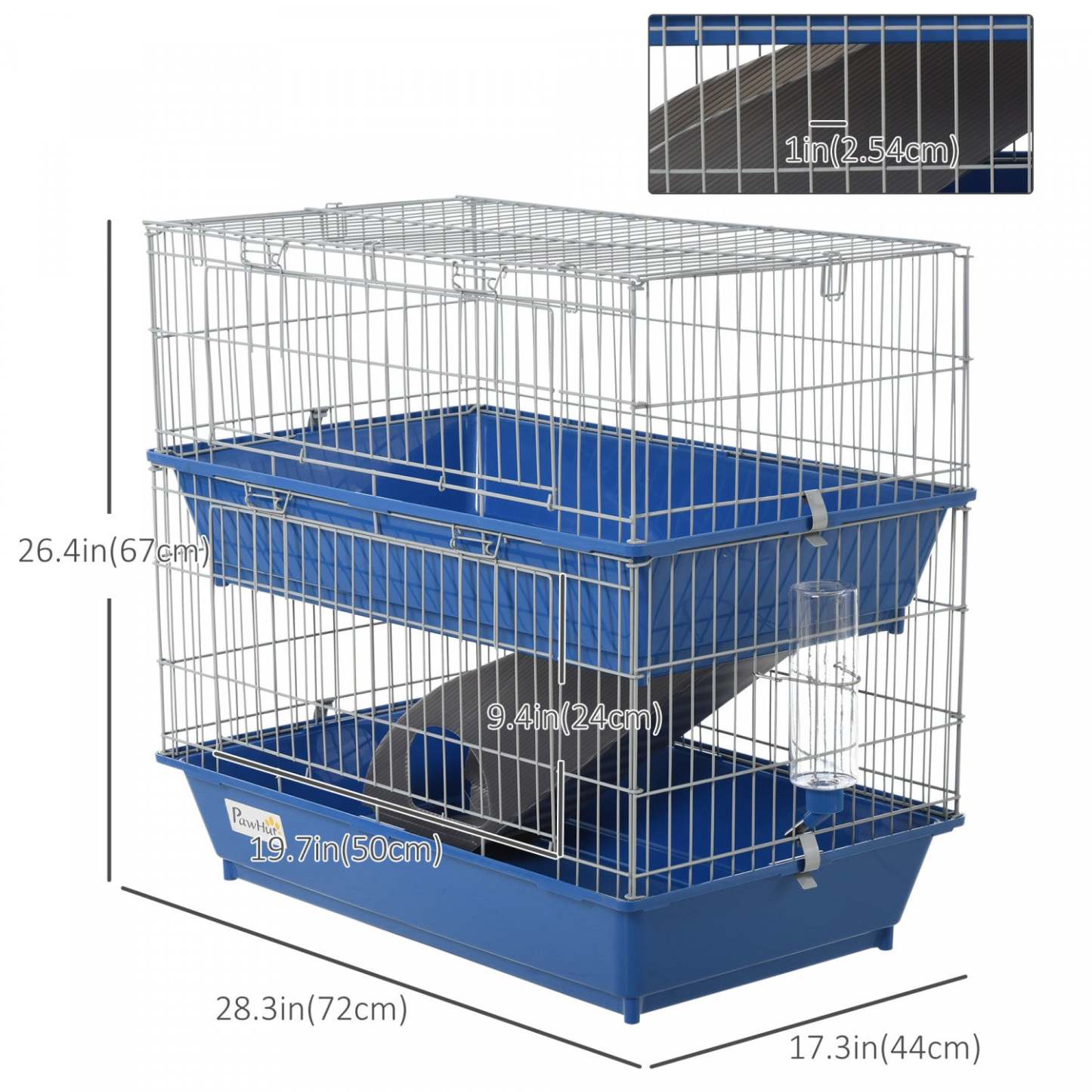 Pawhut Métal Petite Cage Pour Animaux, Cage À Cobaye À 2 Niveaux Avec 2 Portes, Plates-formes, Rampe Large, Plat Et | Pawhut Cage En Plastique À 2 Niveaux 27 Pour Petits Animaux En Acier Cochon D'inde Lapin Enclos De Huche