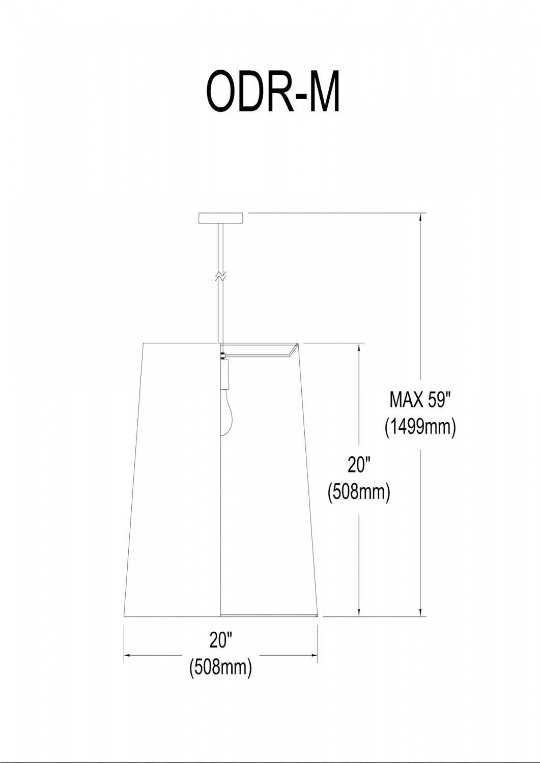 Dainolite Oversize Drum 1 Light Pendant conique Drum Medium White Shade Lamp|Luminaire suspendu moyen de Dainolite avec très grand abat-jour cylindrique effilé blanc et 1 ampoule