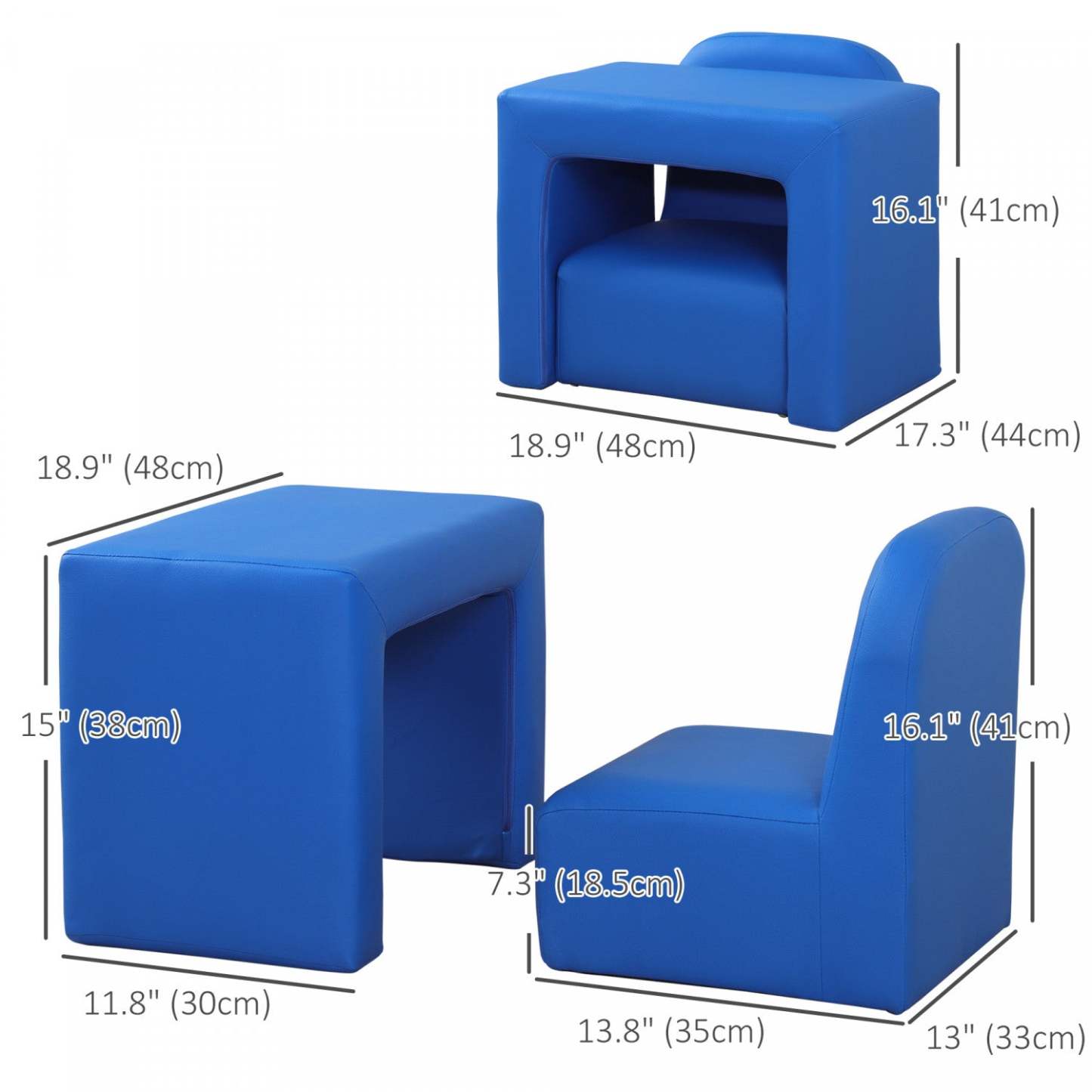 Qaba 2 En 1 Ensemble De Canapé Pour Enfants, Canapé Pour Tout-Petit Avec Table Et Chaise, Fauteuil Pour Bébé Pour 3-9 Ans|Qaba Fauteuil Enfant Ensemble Chaise Table 2 En 1 Ensemble De Tables Et De Chaises Multifonctionnell