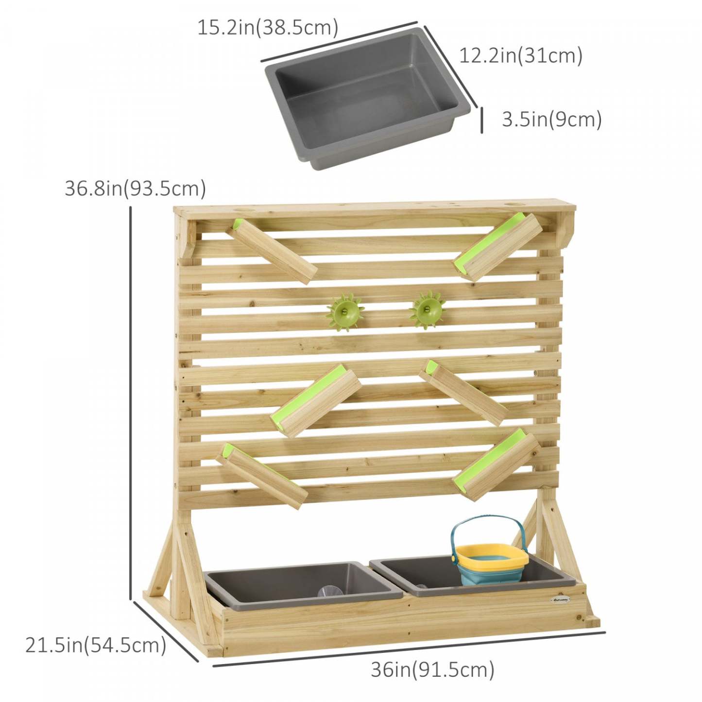 Outsunny Lot De 18 Jeux D'eau Courante Et De Sable Pour Enfants Avec Éviers, Jouets Sensoriels En Bois