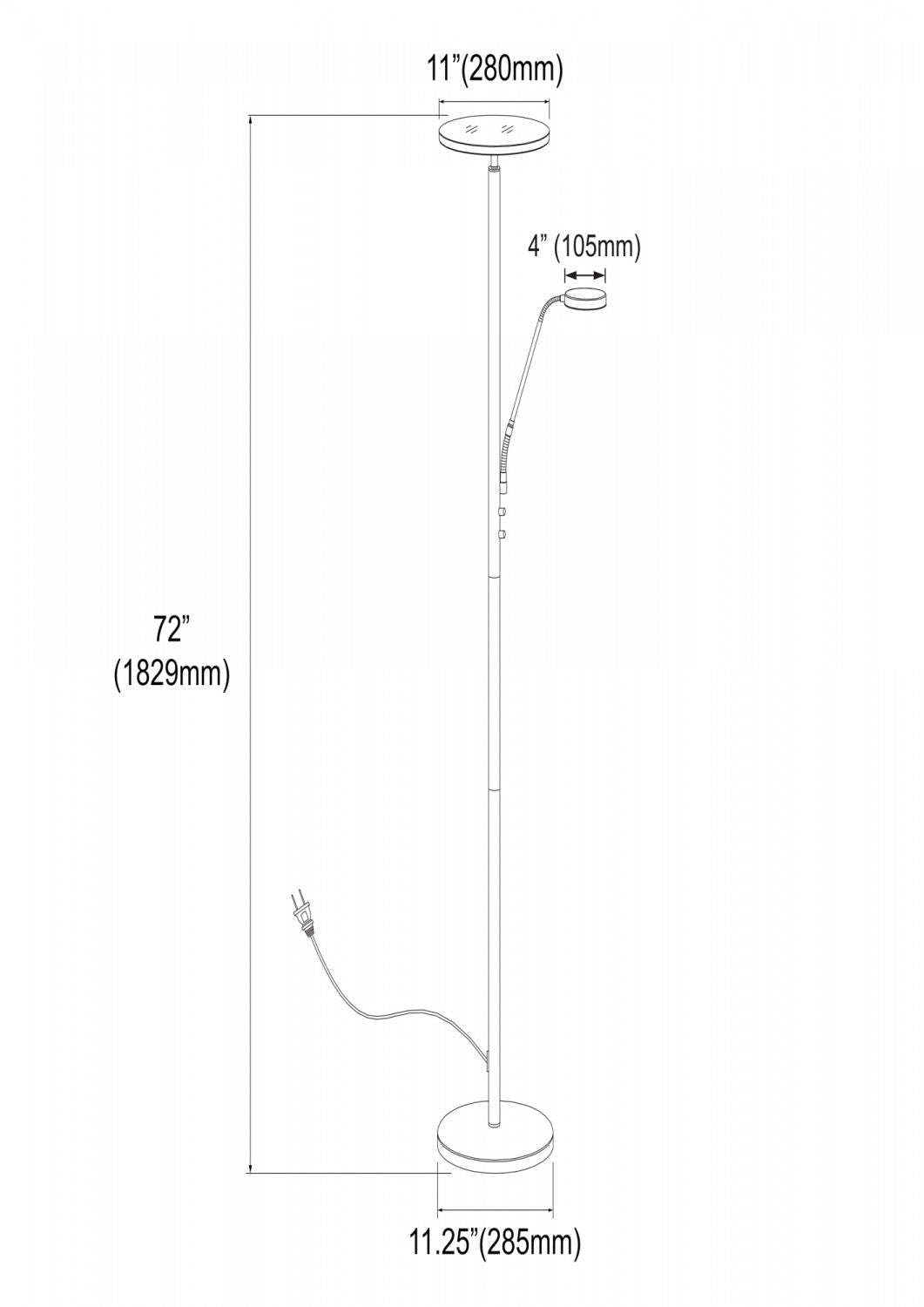Dainolite Mother And Son LED Lampadaire Sandy Black Finish|Lampe à pied Mother and Son de Dainolite avec fini noir sablé et ampoule à DEL
