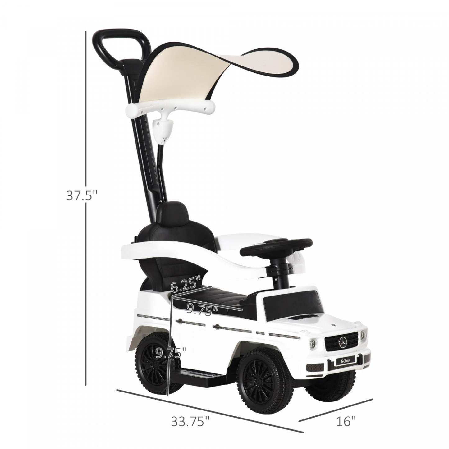 Aosom Voiture A Pousser Coulissant Compatible G350 Pieds A Terre Poussette Véhicule Pour Tout-petits