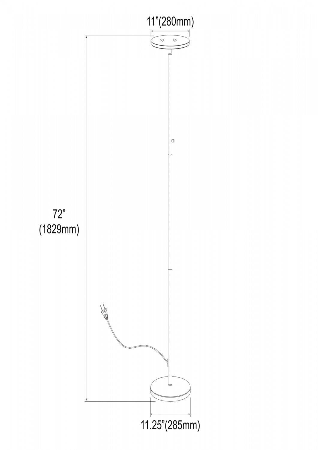 Dainolite LED Torchier Lampadaire Sandy Black Finish|Lampe à pied torchère de Dainolite avec fini noir sablé et ampoule à DEL
