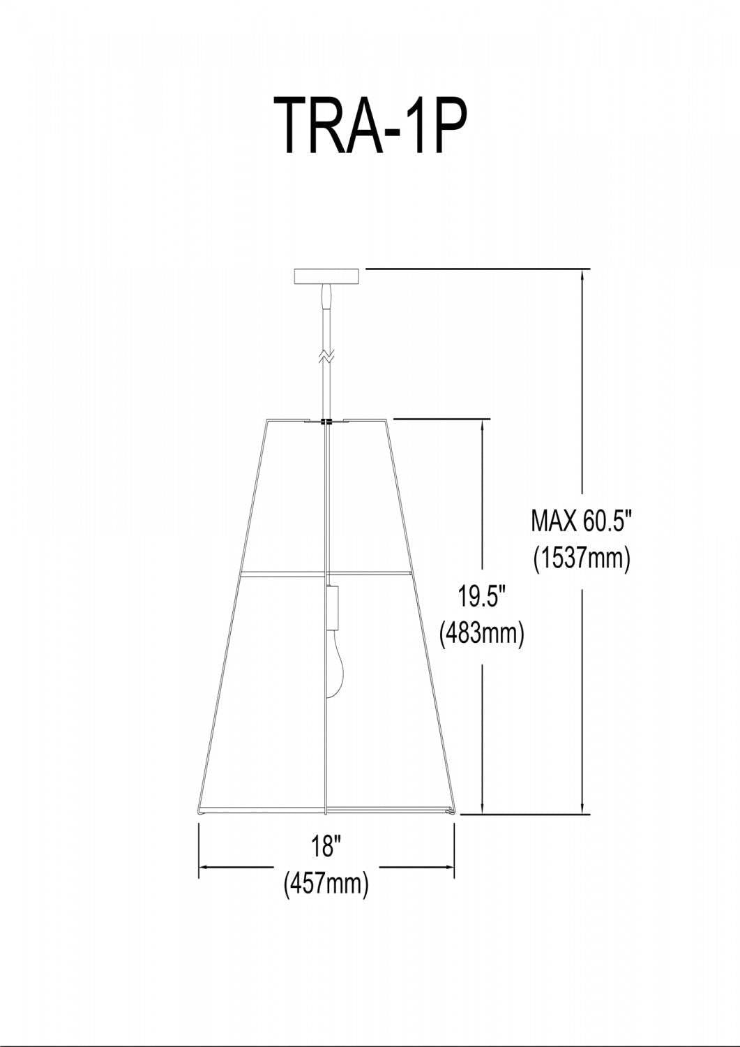 Dainolite Trapezoid 1 Light Pendant Black/White Shade White Fabric Diffuser Lamp|Luminaire suspendu Trapezoid de Dainolite avec abat-jour noir et blanc qui diffuse la lumière, tissu blanc et 1 ampoule