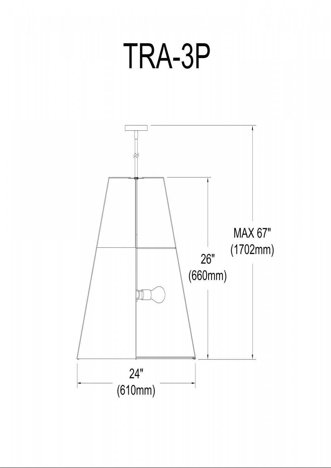 Dainolite Trapezoid 3 Light Pendant Trapezoid Black/Cream Drum Shade White Fabric Diffuser Lamp|Luminaire suspendu trapézoïde Trapezoid de Dainolite avec abat-jour cylindrique noir et crème qui diffuse la lumière, tissu blanc et 3 ampoules