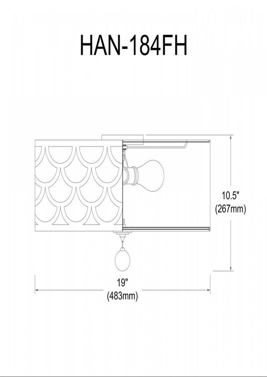 Dainolite Hannah 4 Light Flush Mount Polished Chrome Finish Winter Gold Shade Lamp|Plafonnier affleuré Hannah de Dainolite avec abat-jour doré hivernal, fini chromé poli et 4 ampoules