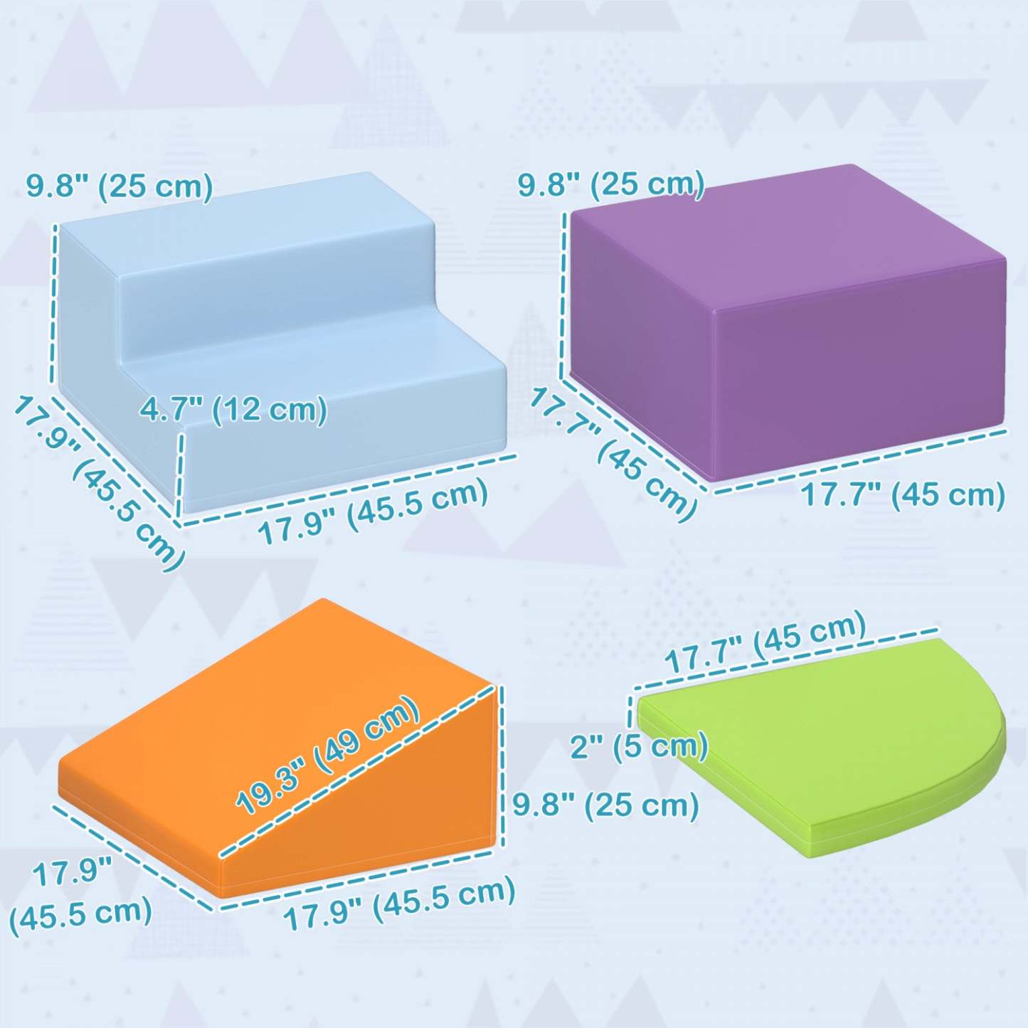 Qaba 4 Pièces Blocs de Grimpe en Mousse Douce, Jouets de Jeu Modulaire Intérieur pour Enfants, Léger et Interactif|Qaba Ensemble De Jeu En Mousse Pour Tout-petits, 4 Pièces, Ensemble Interactif Léger Pour Grimper, R
