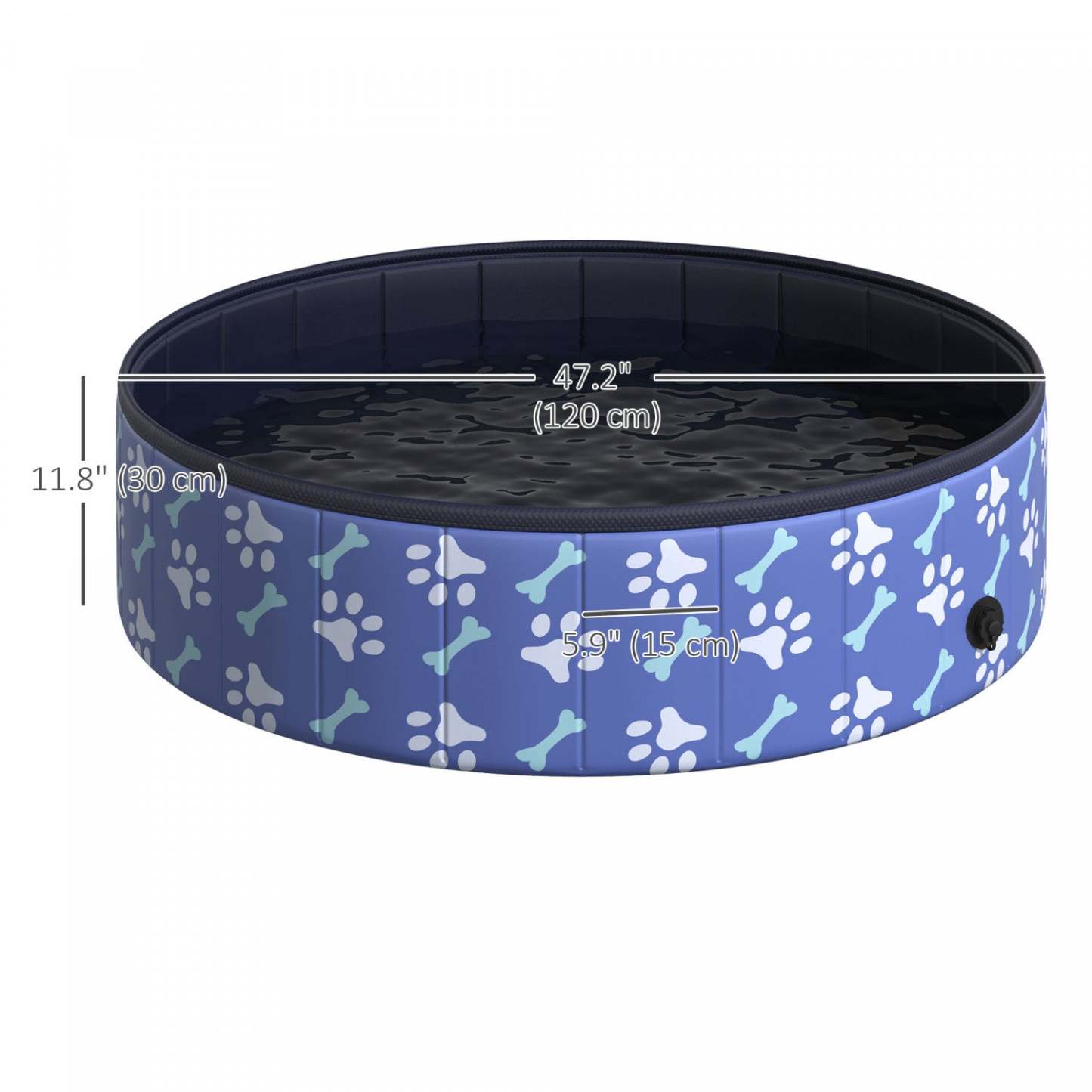 Pawhut Piscine Pliable pour Chien Portable, Baignoire pour Chiens Exterieure/Interieure avec Antidérapant