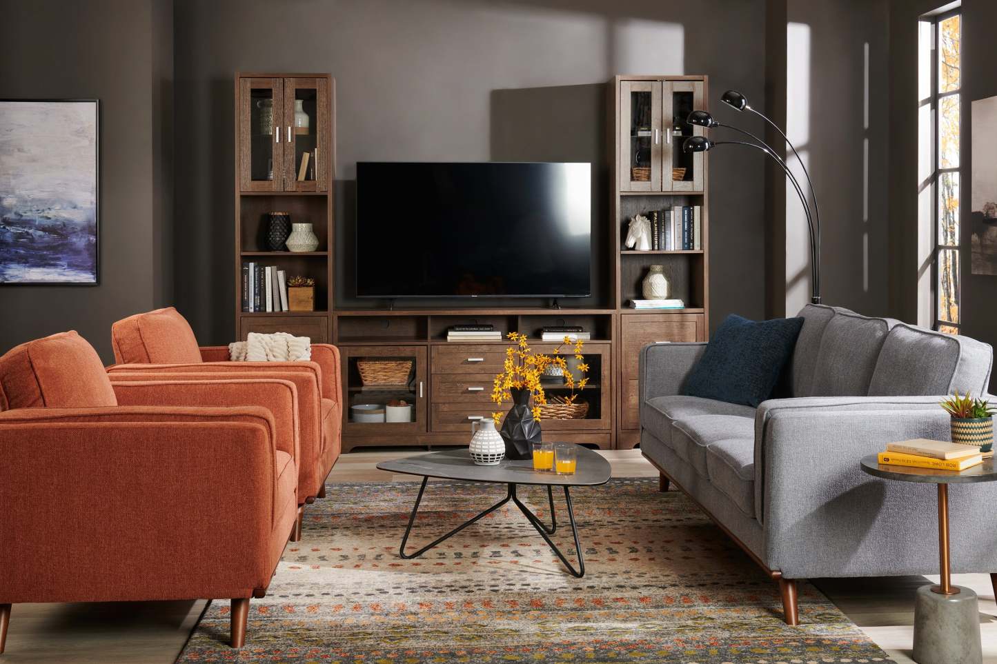 72 Lampadaire Arc Moderne Noir à 3 Lumières|Lampe à pied arquée moderne de 72 po noire à 3 ampoules