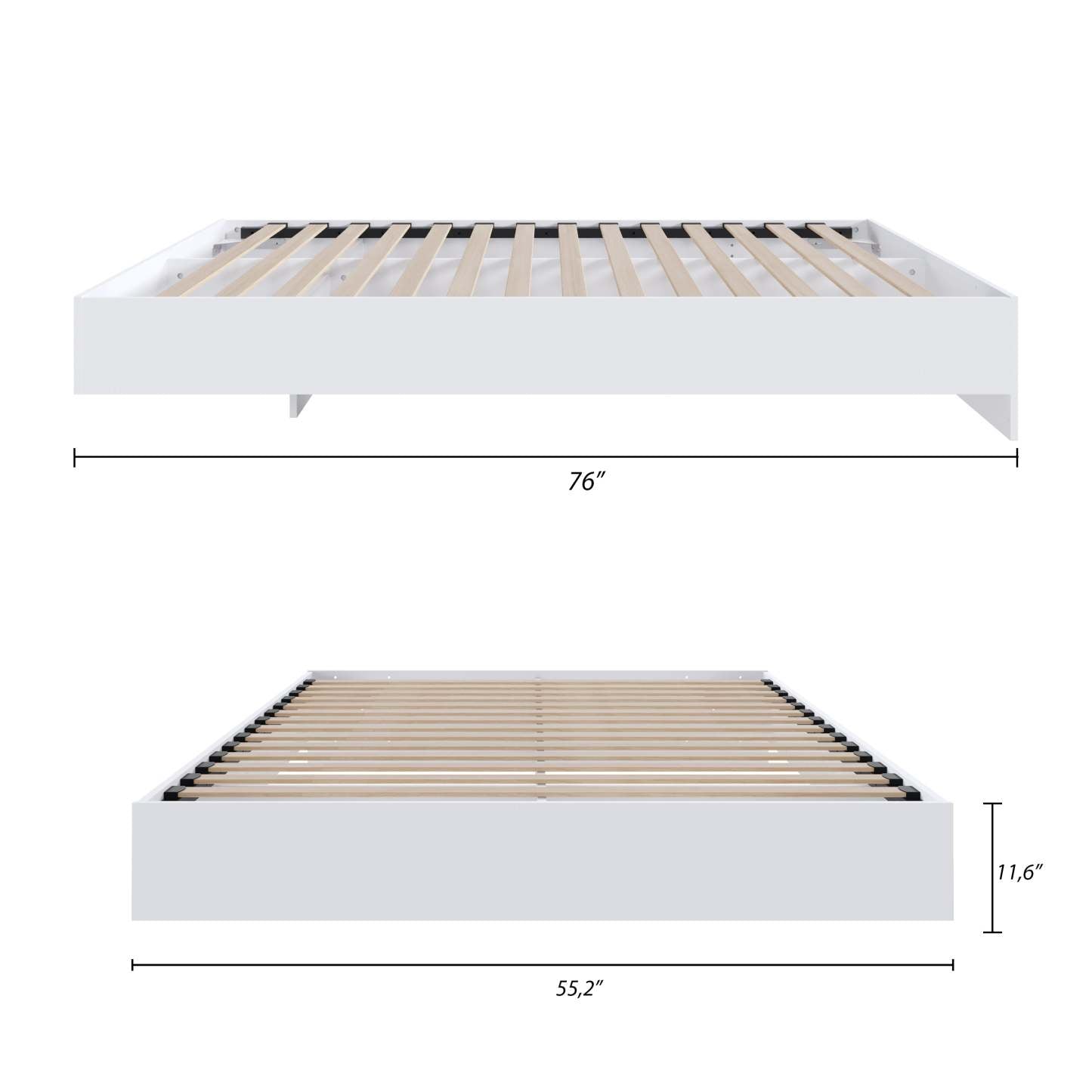 Lit plateforme double Nordika - Blanc | Lit plateforme double Nordika - blanc | D08HC3NV