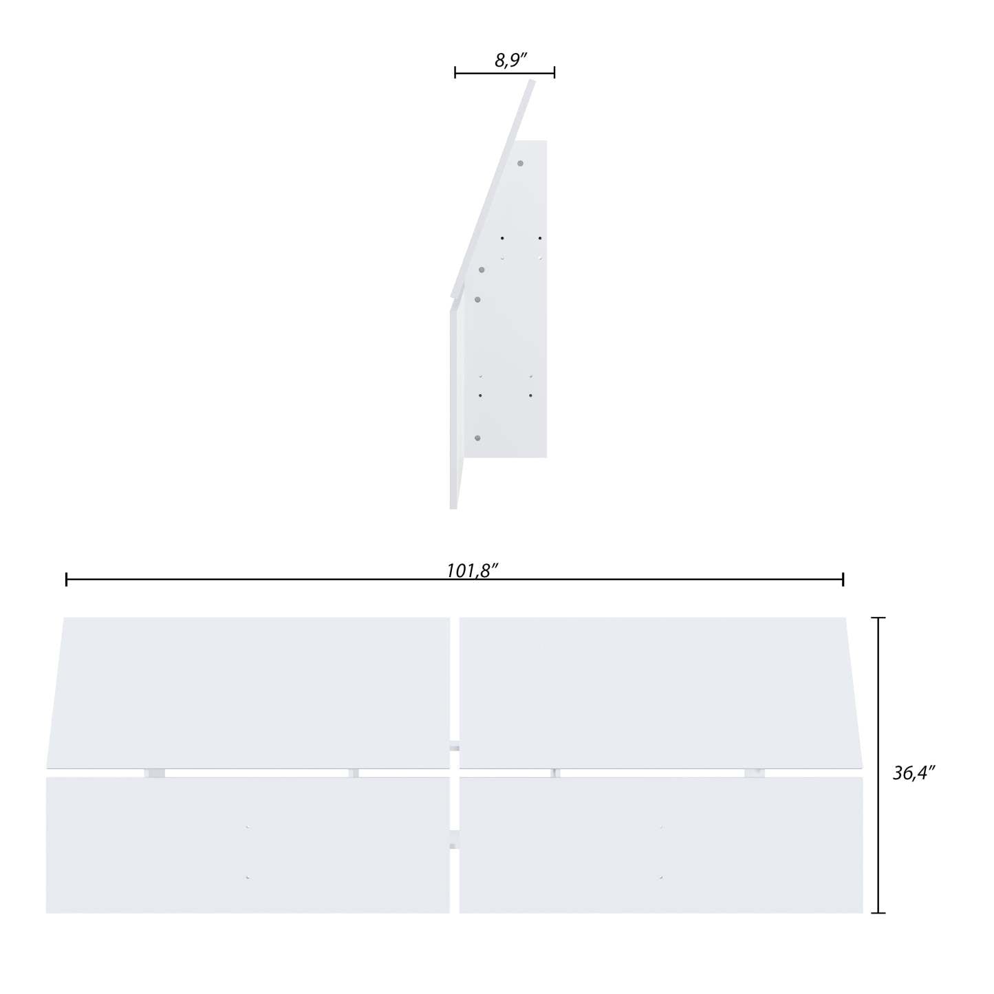 Tête de lit à panneau panoramique pour grand lit Nordika - Blanc | Tête de lit à panneaux panoramiques Nordika pour grand lit - blanche | D08HLJWW