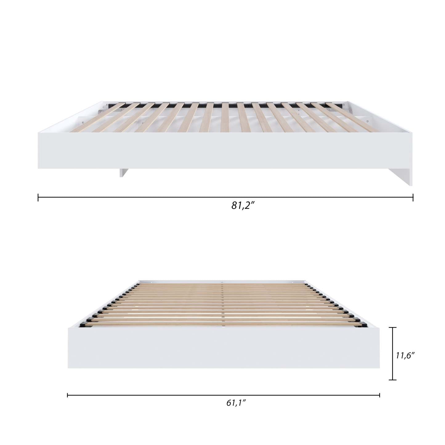 Lit plateforme queen Nordika - Blanc | Grand lit plateforme Nordika - blanc | D08HT2XR