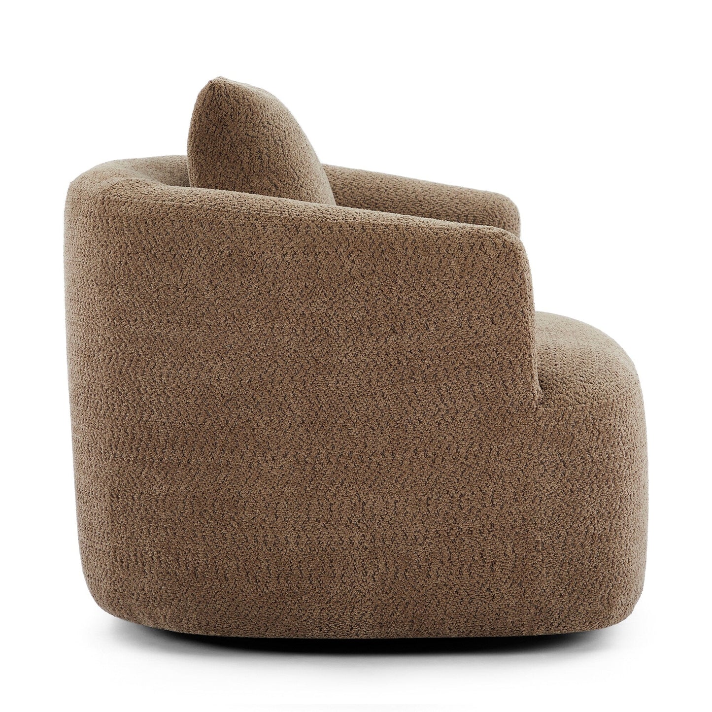 Fauteuil pivotant à 360°, fauteuil d'appoint Boucle 38,2 avec coussin décoratif, fauteuil tonneau rembourré avec accoudoirs incurvés