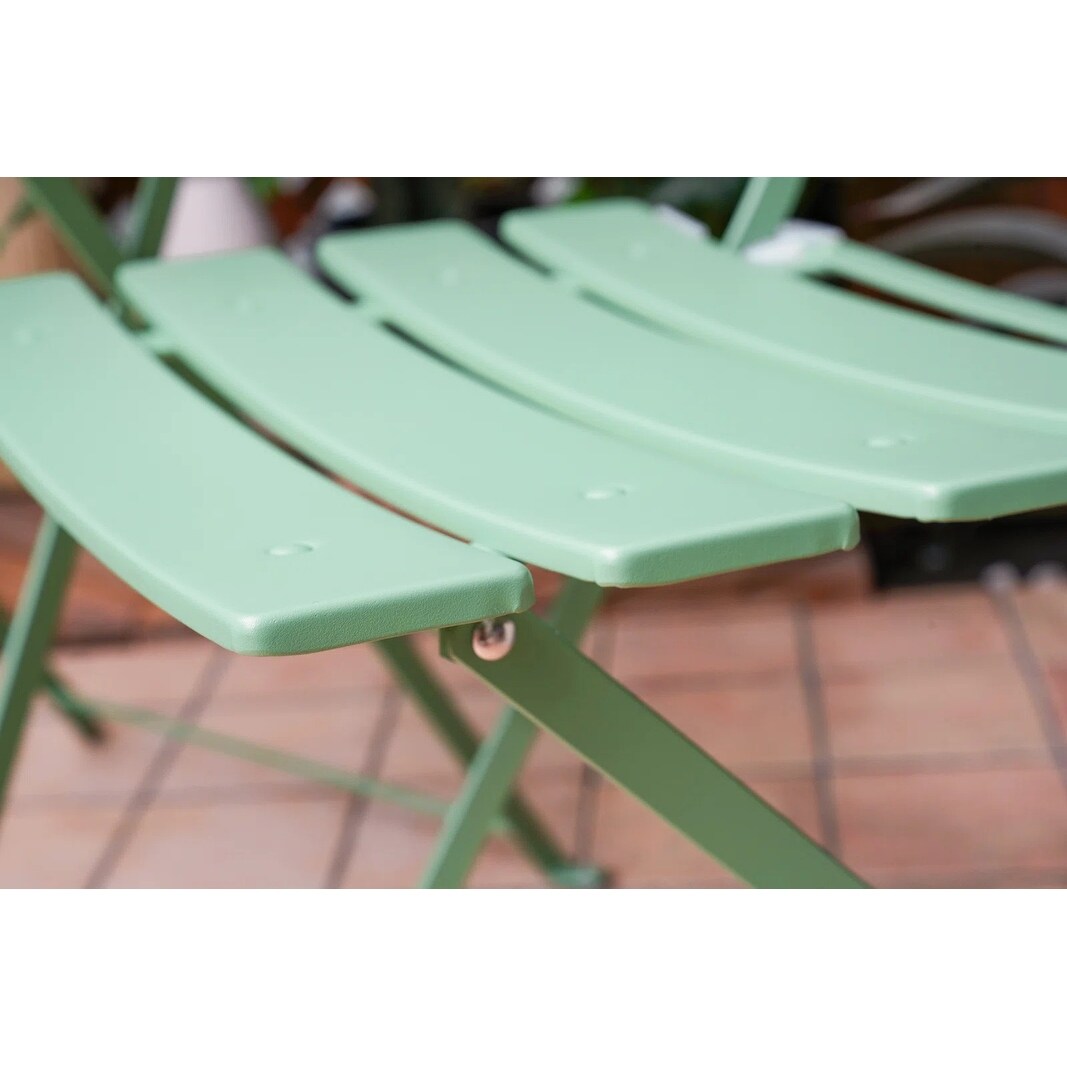 Ensemble bistrot pliant en métal 3 pièces, résistant aux intempéries, pour l'extérieur et l'intérieur, idéal pour la terrasse, la cour et le jardin.