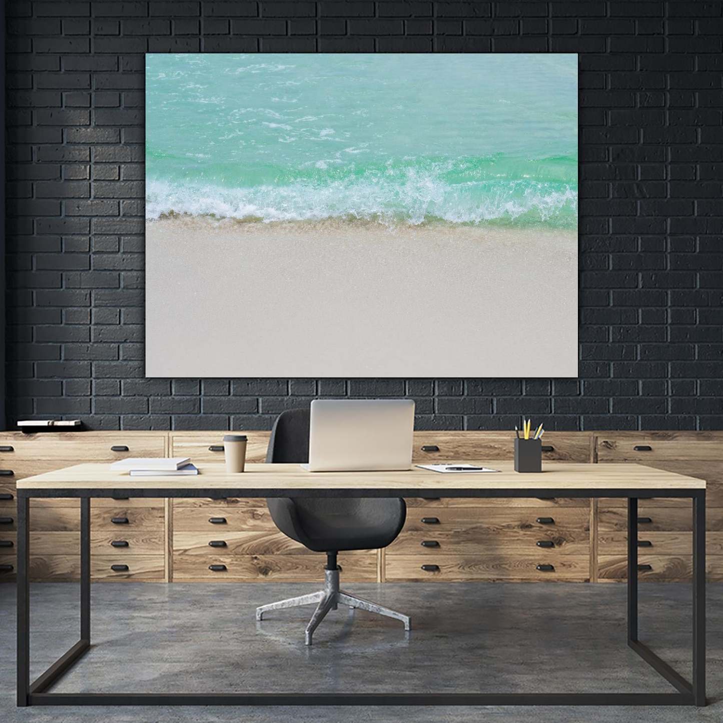 Œuvre d'art murale géante « Petites Vagues » 72 x 54