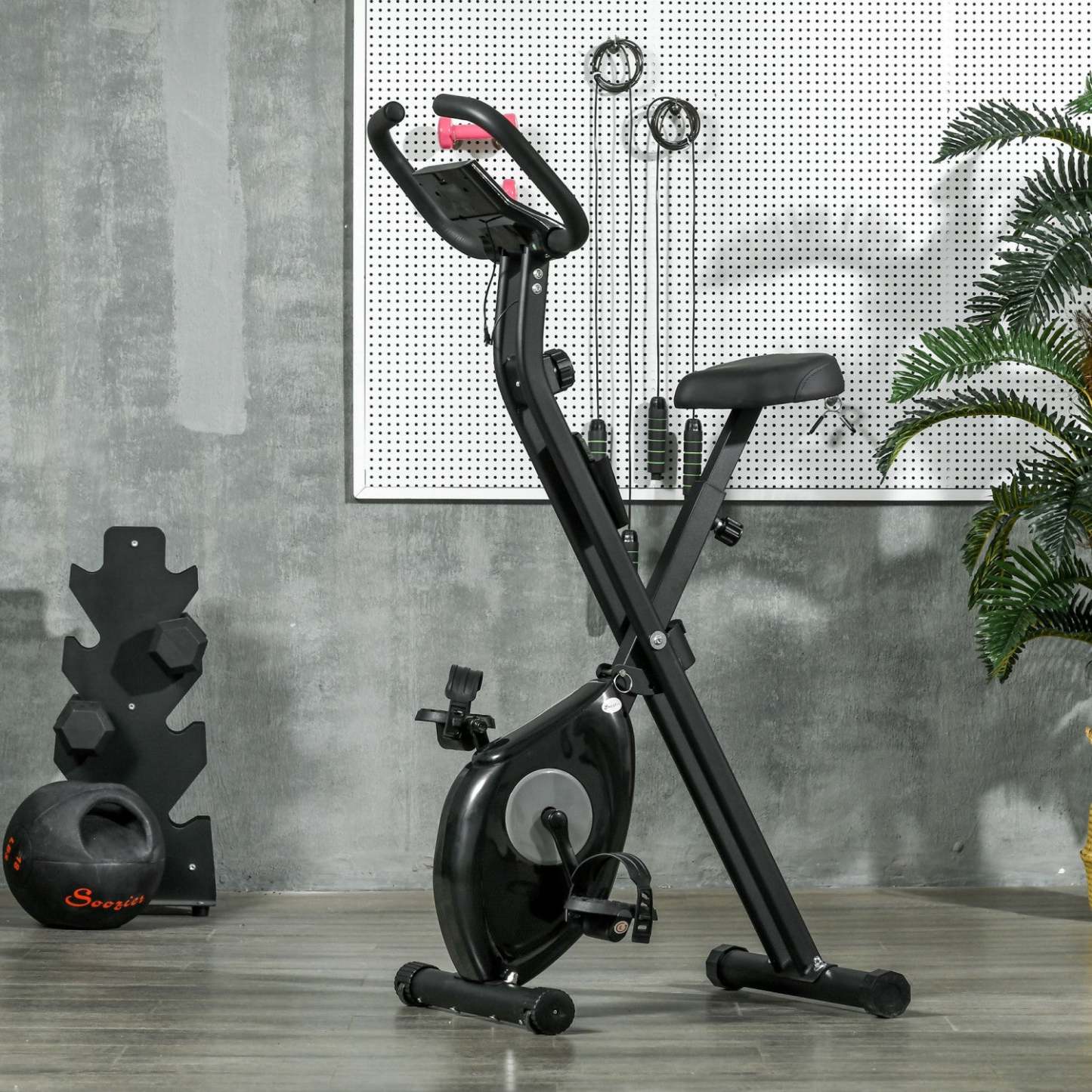 Soozier Velo D'exercice Pliable Avec Résistance Magnétique A 8 Niveaux, Noir