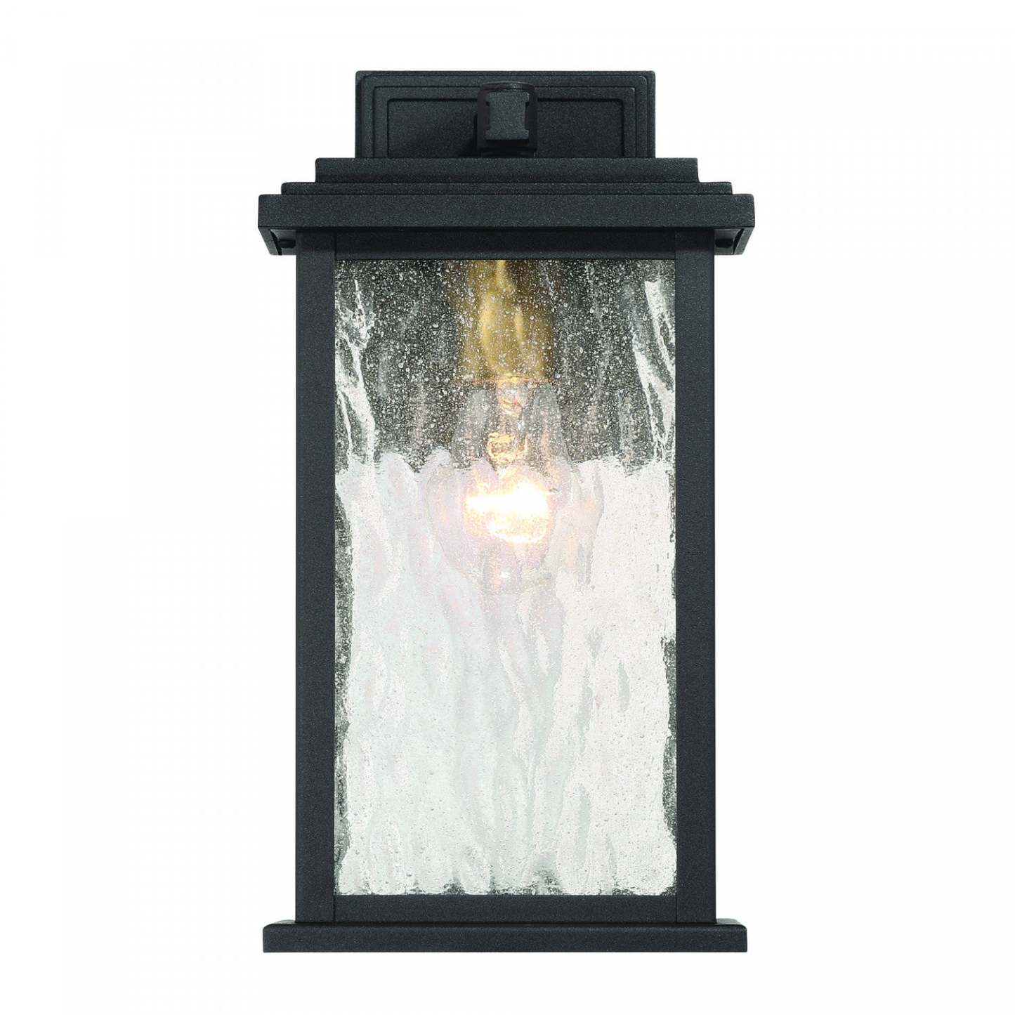 Estate 1 Light Outdoor Wall Sconce, Black, Brass With Rain Glassware Lamp | Applique Murale D’exterieur Estate A 1 lampe, Noir Et Laiton Avec Verre A Gouttelettes