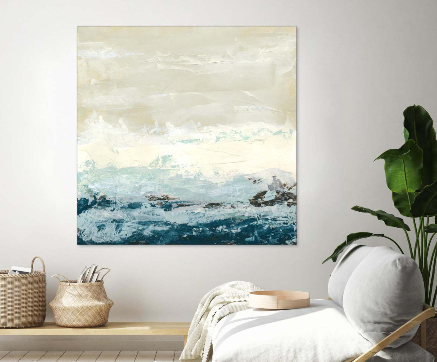 Œuvre d'art murale géante « Courants côtiers I » 72 x 72