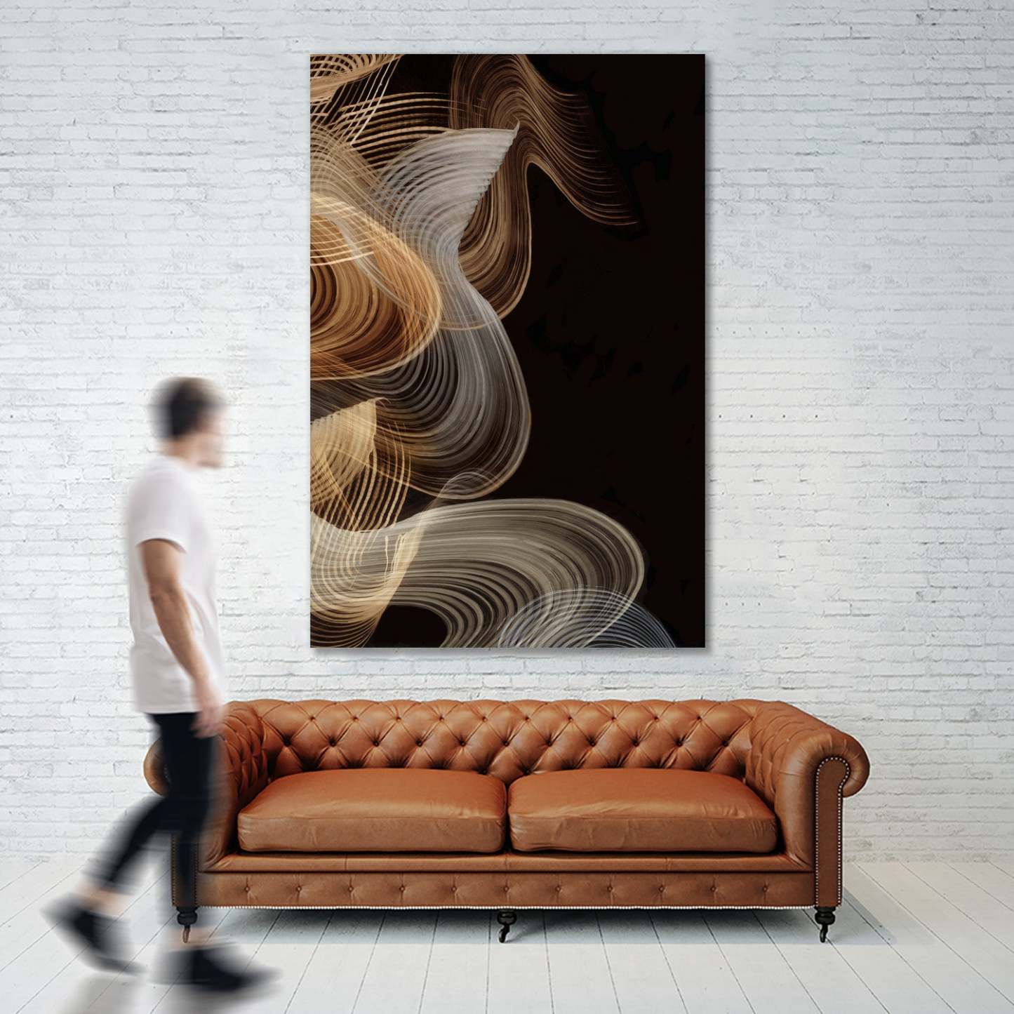 Œuvre d'art murale géante « Smokey Lines » 84 x 54