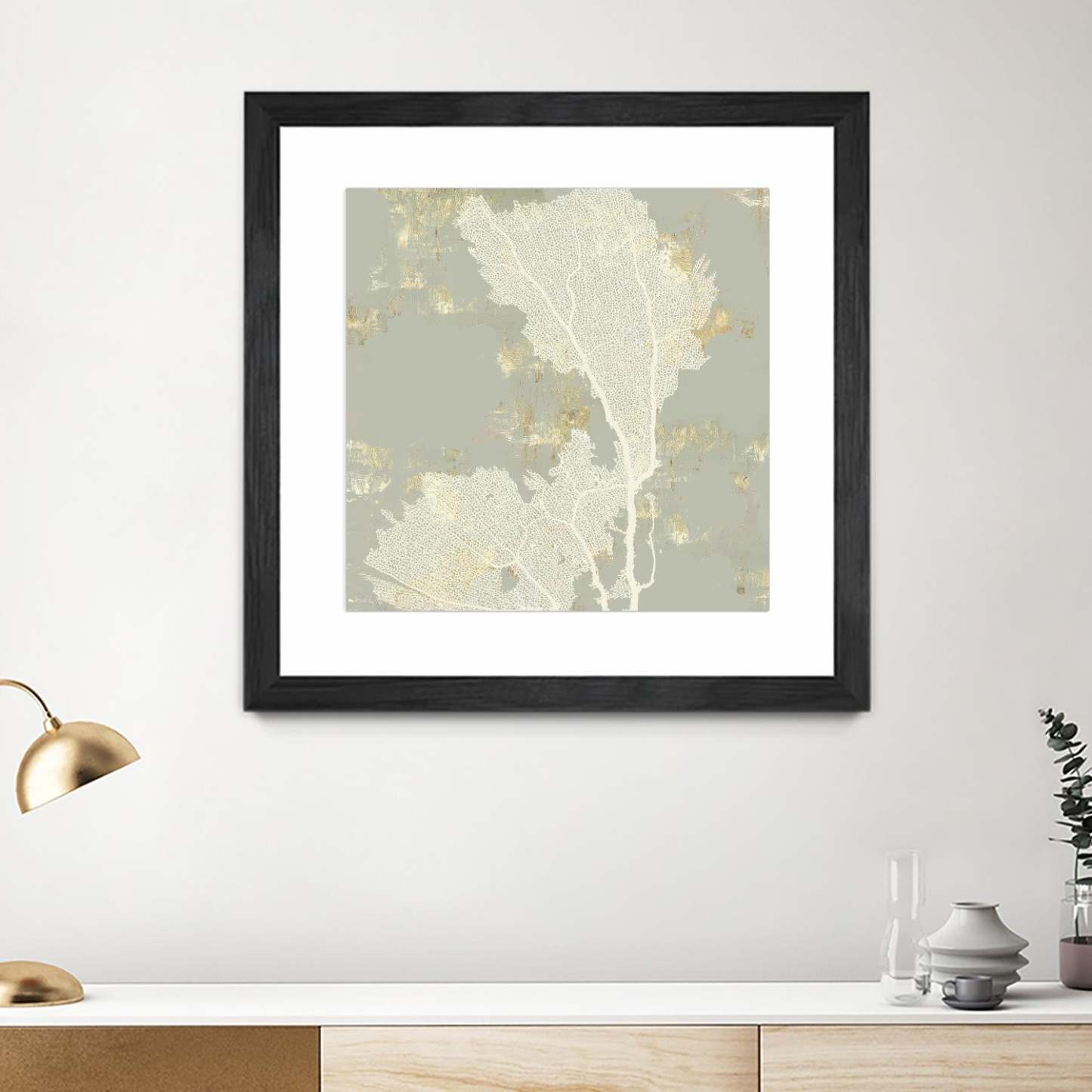 Œuvre d’art murale encadrée noire et mate « Sea Coral Ii » 30 x 30