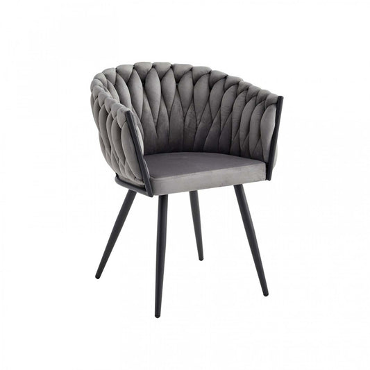 Chaise de salle à manger avec accoudoirs Hildy en velours gris foncé (ensemble de 2) | Fauteuil de salle à manger Hildy Accent, velours gris foncé (ensemble de 2)