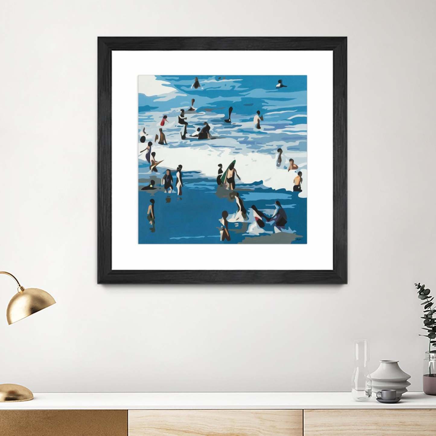 Surf's Up Matted and Framed Black 30x30 Wall Art|Œuvre d'art murale encadrée noire et mate « Surf's Up » 30 x 30