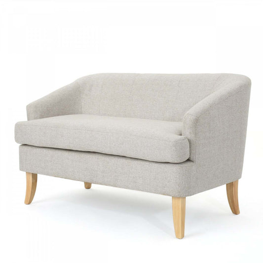 Zona Linen-look Fabric Loveseat With Flared Wood Legs - Beige | Causeuse Zona En Tissu aspect lin Avec Pattes Évasées En Bois - Beige