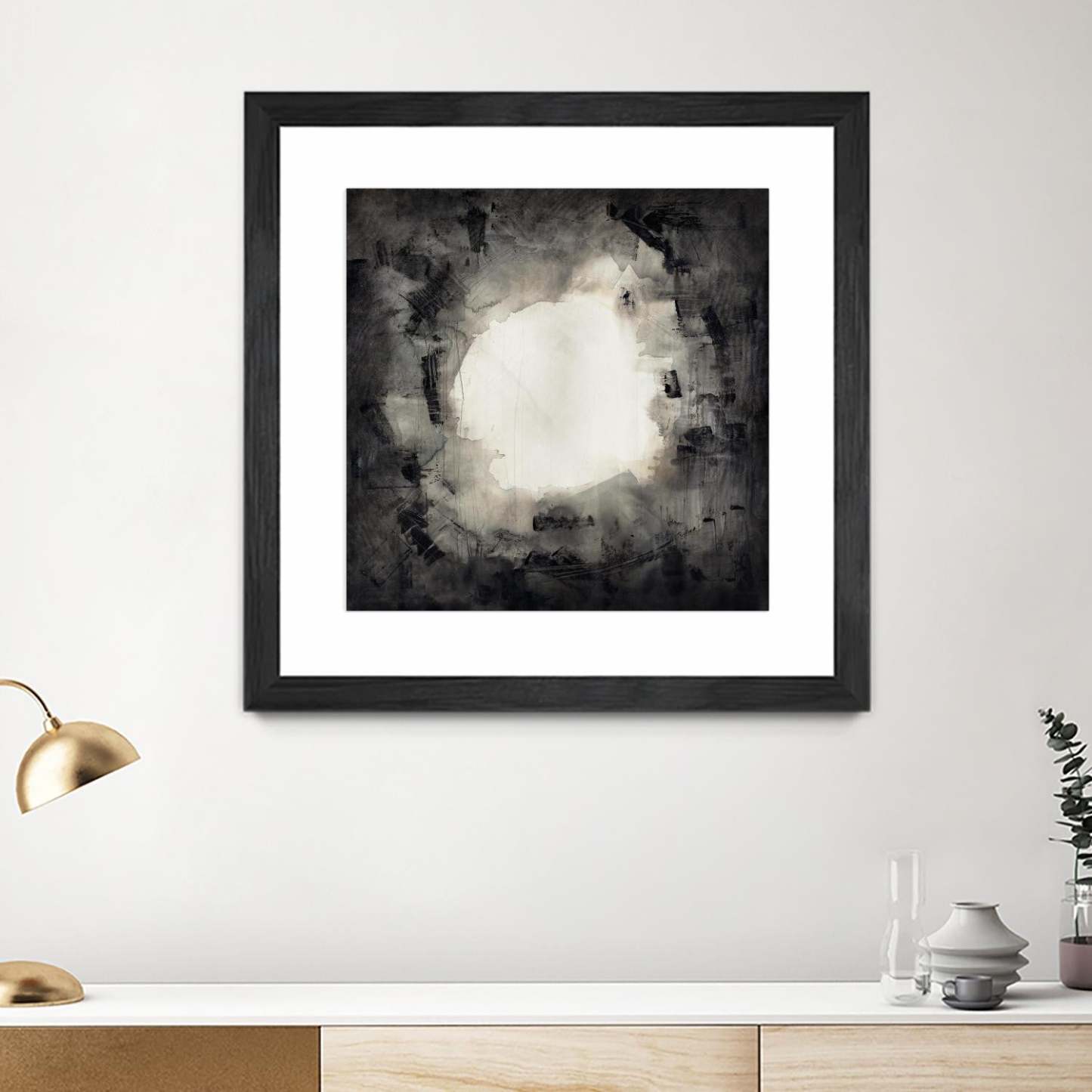 Positives And Negatives Ii Matted and Framed Black 36x36 Wall Art|Œuvre d’art murale encadrée noire et mate « Positives And Negatives Ii » 36 x 36