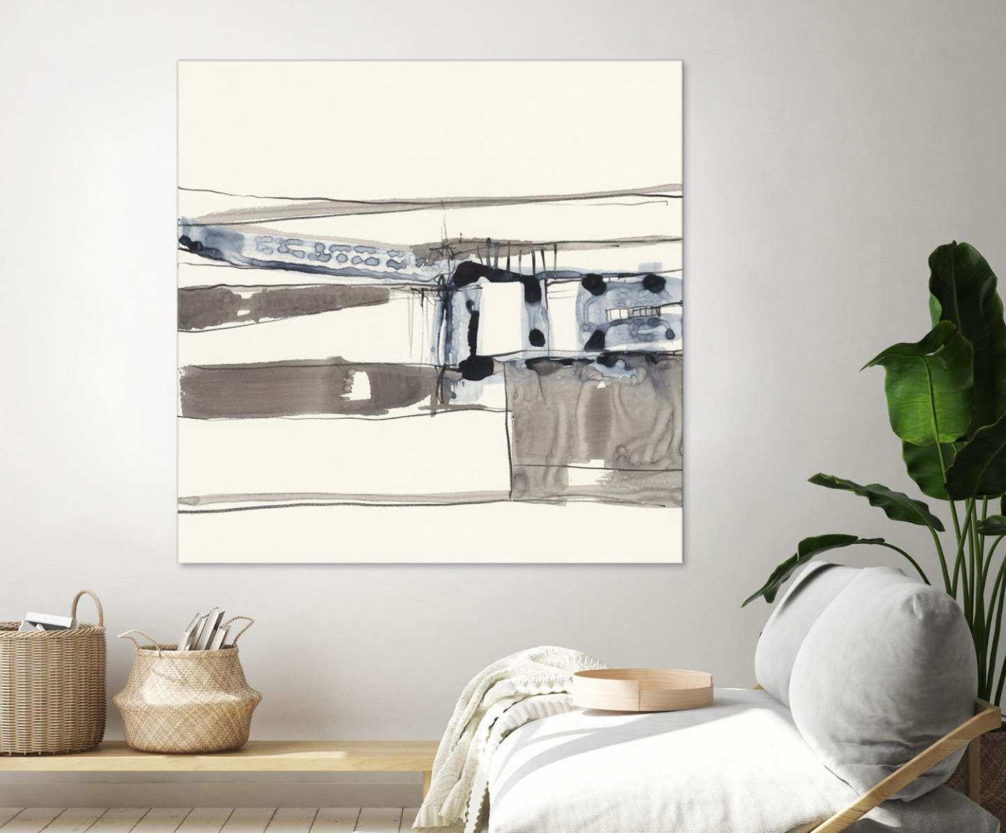 Œuvre d'art murale géante « Stark Lines II » 72 x 72