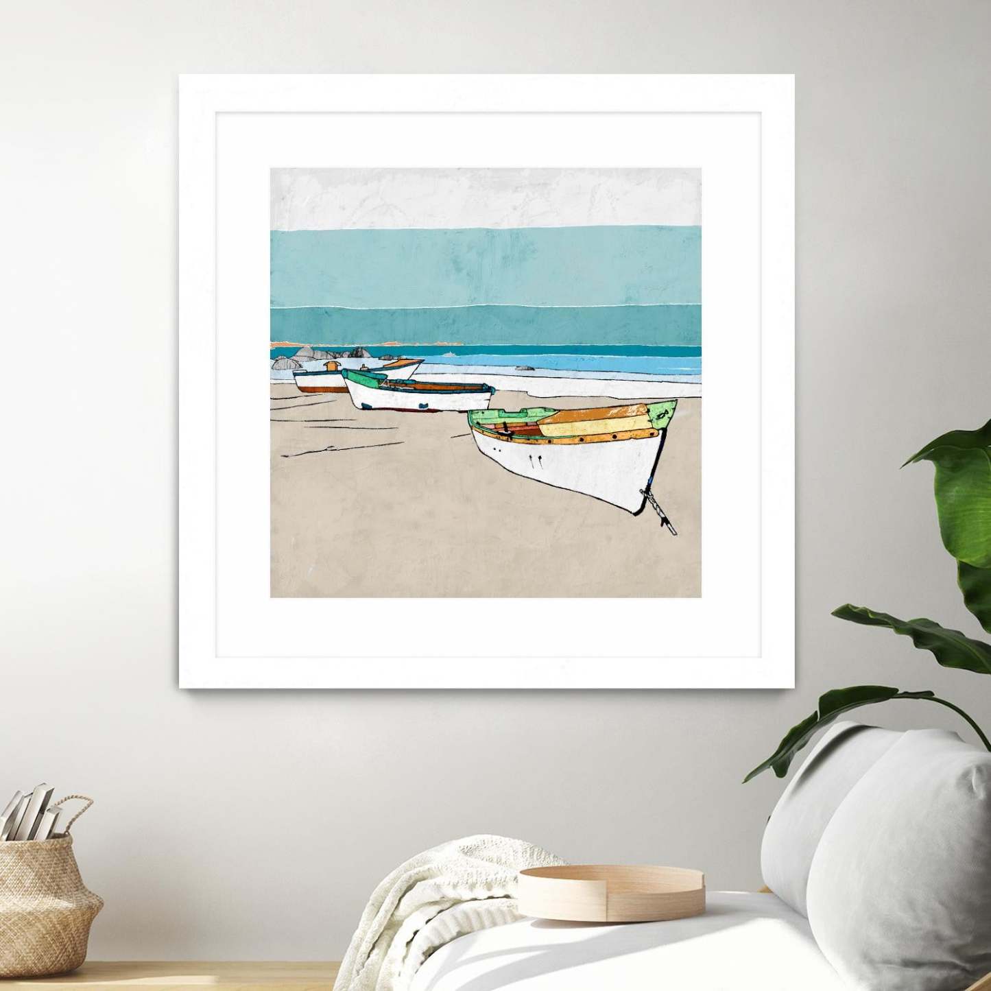 Lined Up Matted and Framed White 36x36 Wall Art|Œuvre d’art murale encadrée blanche et mate « Lined Up » 36 x 36