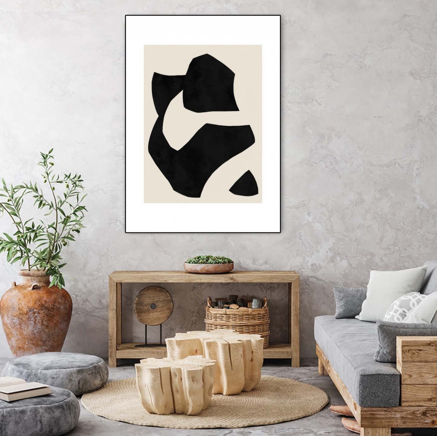 Œuvre d'art murale sur toile encadrée noire « Untilted » 24 x 32