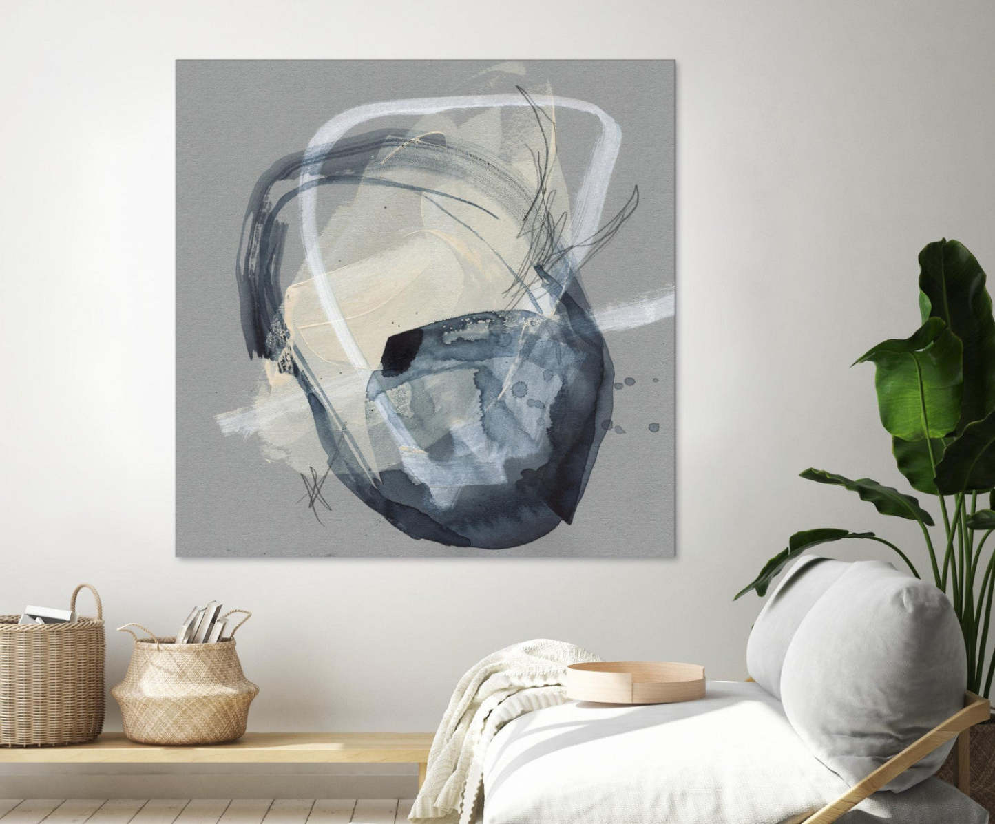 Œuvre d'art murale géante « Tandem Loops I » 54 x 54