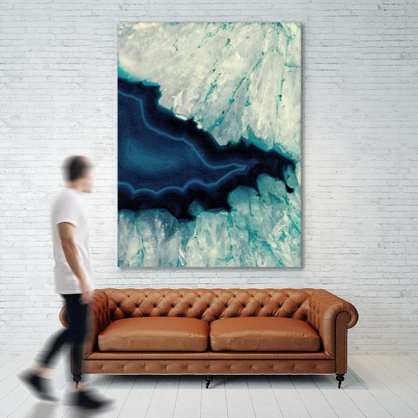 Œuvre d'art murale géante « Up Close Blue Mineral II » 72 x 54