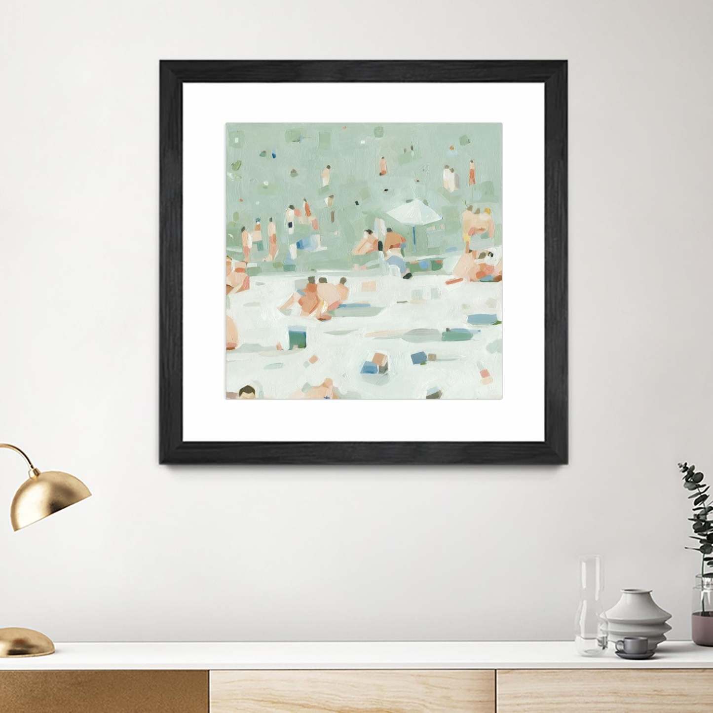 Summer Confetti I Matted and Framed Black 36x36 Wall Art|Œuvre d'art murale encadrée noire et mate « Summer Confetti I » 36 x 36